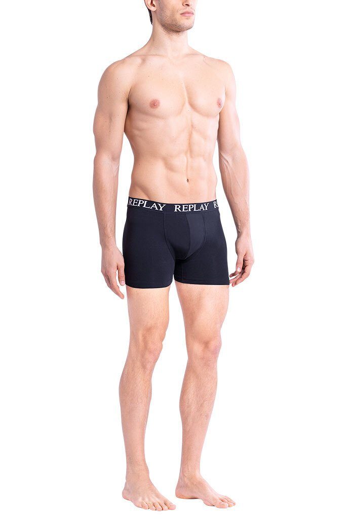 2er Cotton - Rot/Schwarz Replay Shorts, Trunks, Boxer Boxer Pack Herren