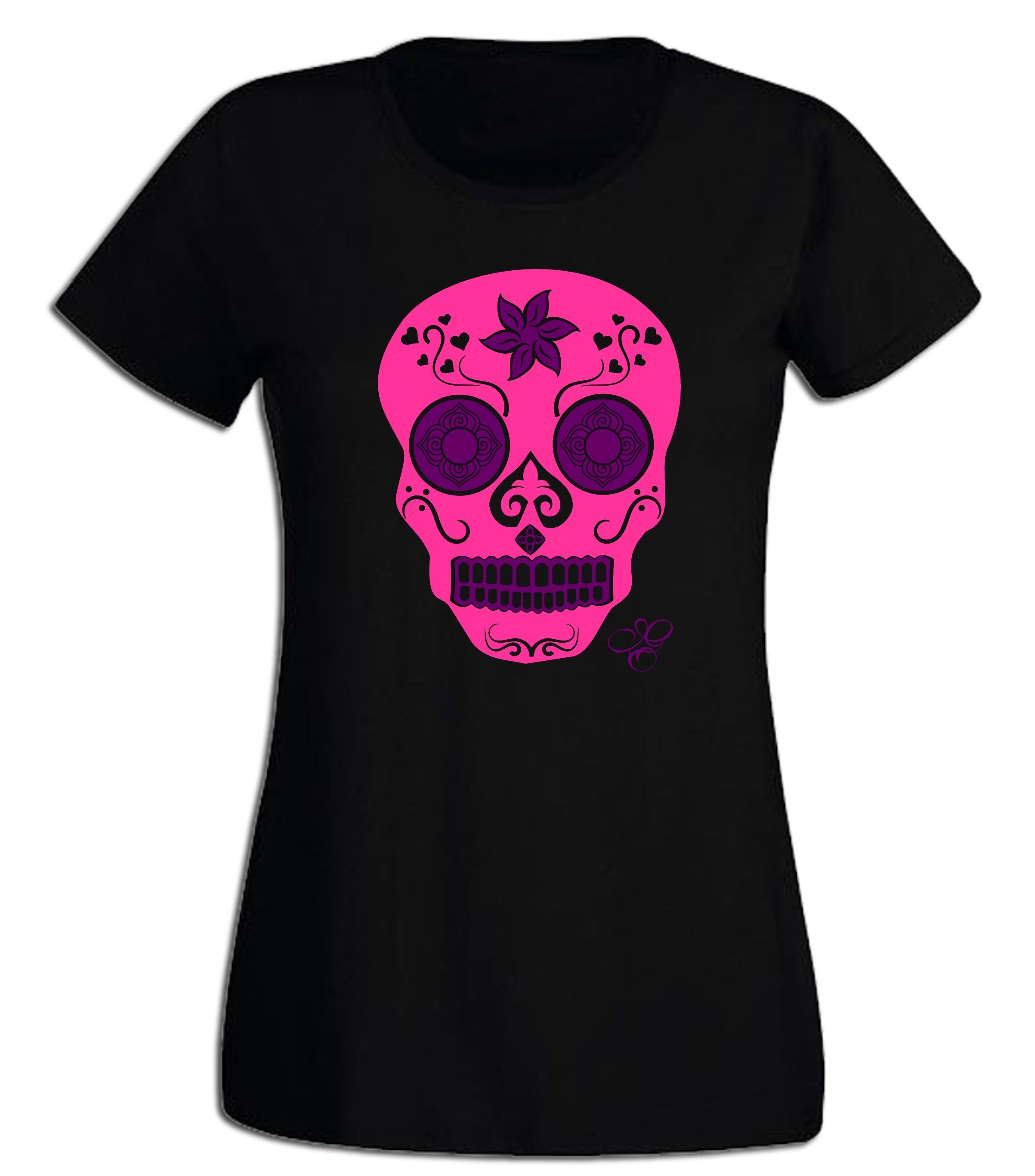 G-graphics T-Shirt Sugar Scull Slim-fit Damen T-Shirt aus unserer Pink-Purple-Collection