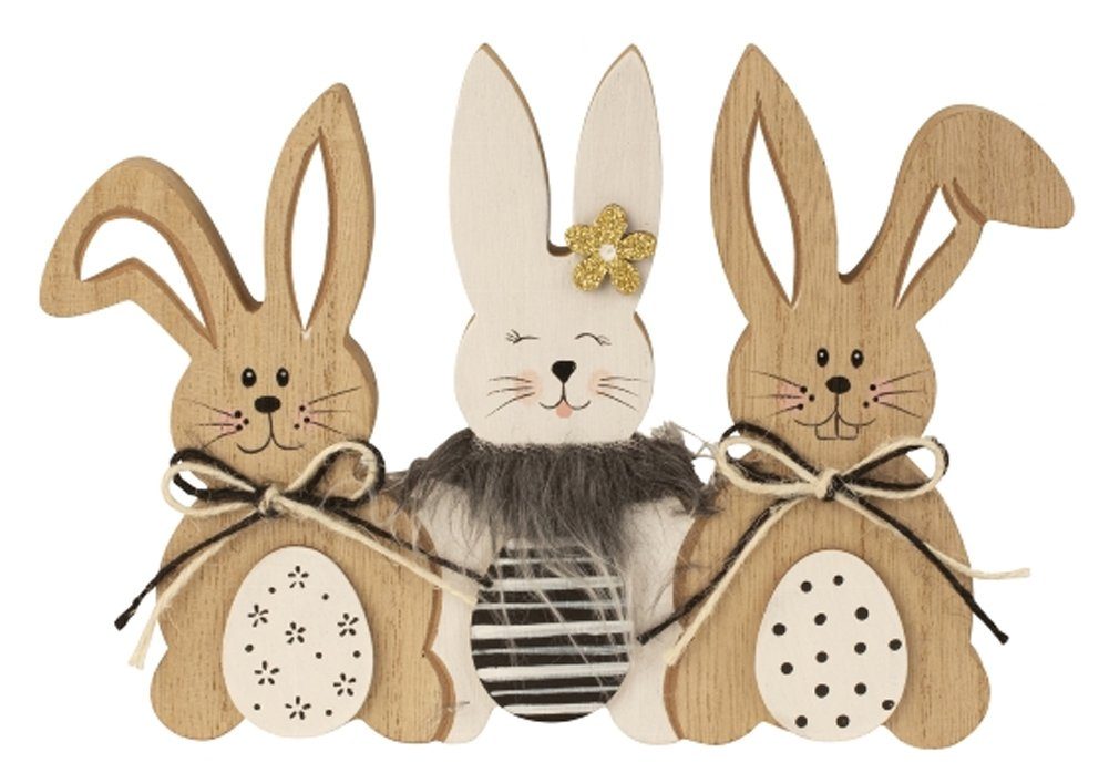 LB H&F Lilienburg Dekofigur Osterhase Dekofigur Osterdeko Deko Ostern Dekoration Hase (Geschenk Mutter Liebe Familie Family Frühling Frühjahr Frühjahrsdeko Fenster zum hinstellen aufstellen kaufen Objekt Skulptur Schild Tischdekoration Dekofigur edel Design Wohnzimmer Osterfigur Frühlingsdeko Fensterbrett 2024, Kaninchen modern Osterschmuck Ostereier Osterei Tischdeko Tischschmuck), Holz niedlich Häschen HASENFAMILIE SCHWARZ WEISS