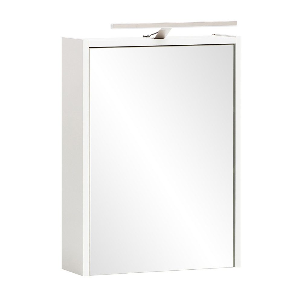Lomadox Spiegelschrank KANE-80 weiß matt mit LED Aufbauleuchte 43,5x64x16 cm