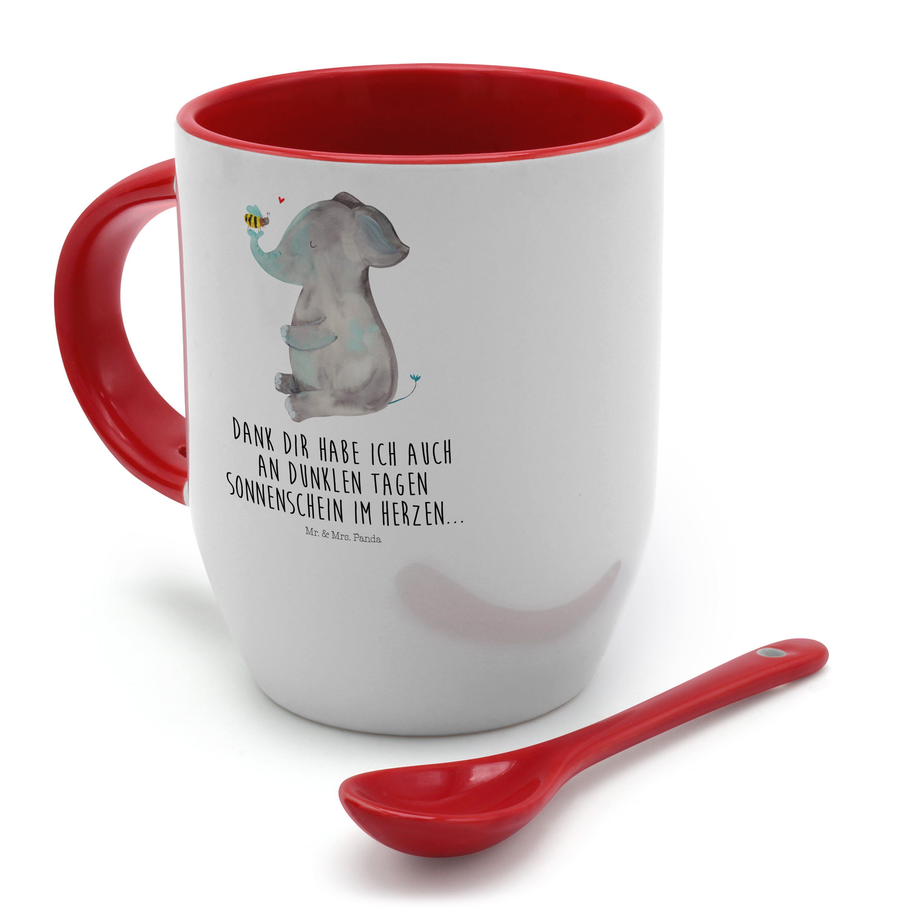 Mrs. Mr. Elefant & Panda Tasse - - Keramik Kaffeetasse, Weiß Biene & Geschenk, Tassen, Kaffeebecher,
