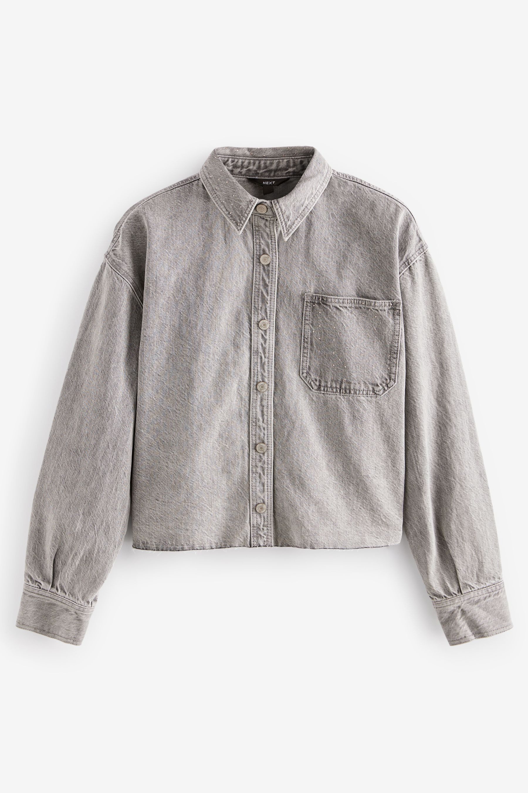 Next Jeanshemd Verkürztes Denimhemd mit unversäumten günstig online kaufen