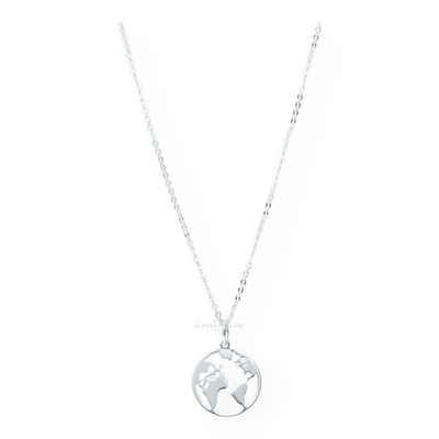 JuwelmaLux Kette mit Anhänger JuwelmaLux Collier Weltkarte 925er Sterling Silber JL16-05-0287 (1-tlg)