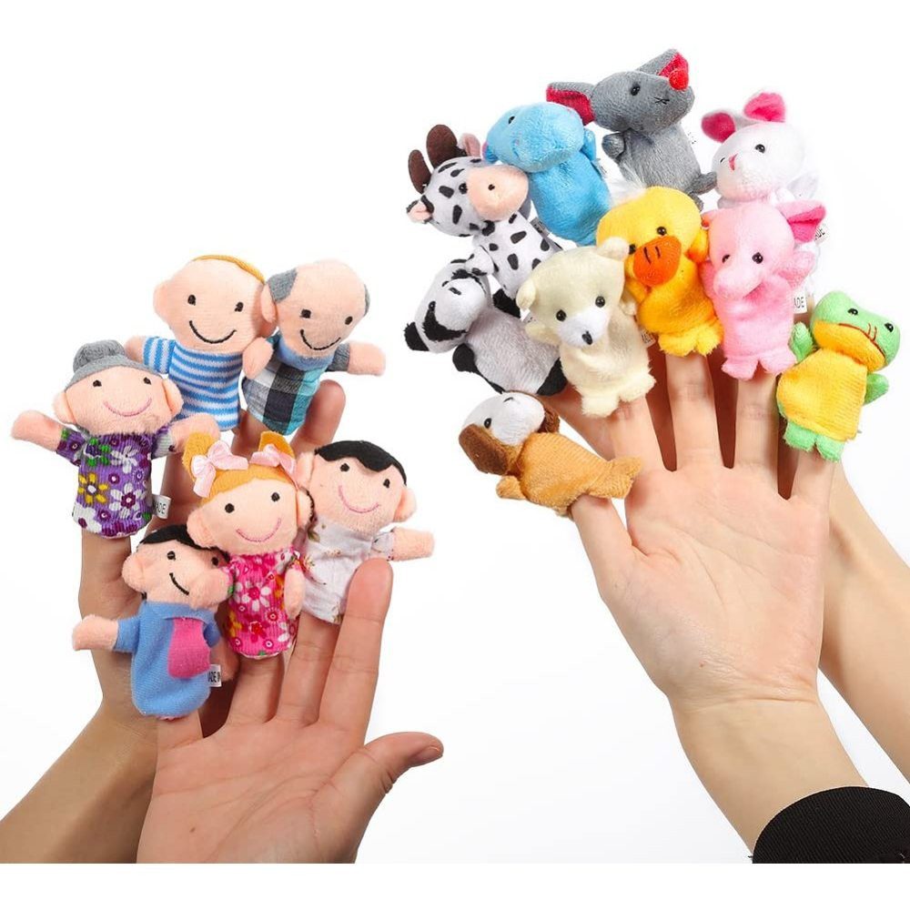 Lubgitsr Fingerpuppe Fingerpuppen Set Familie Fingerpuppen Set für Baby und Kinder Kinder (16-tlg)