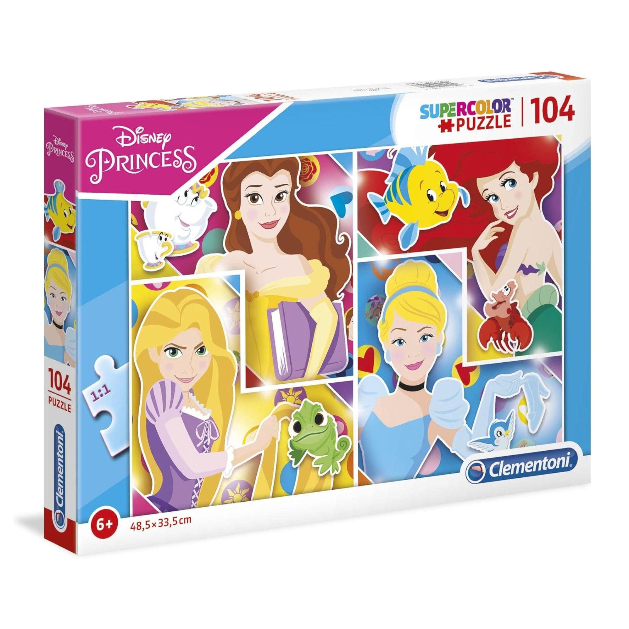 Clementoni® Puzzle Supercolor Princess (104 Teile) - Disney Princess, 104 Puzzleteile