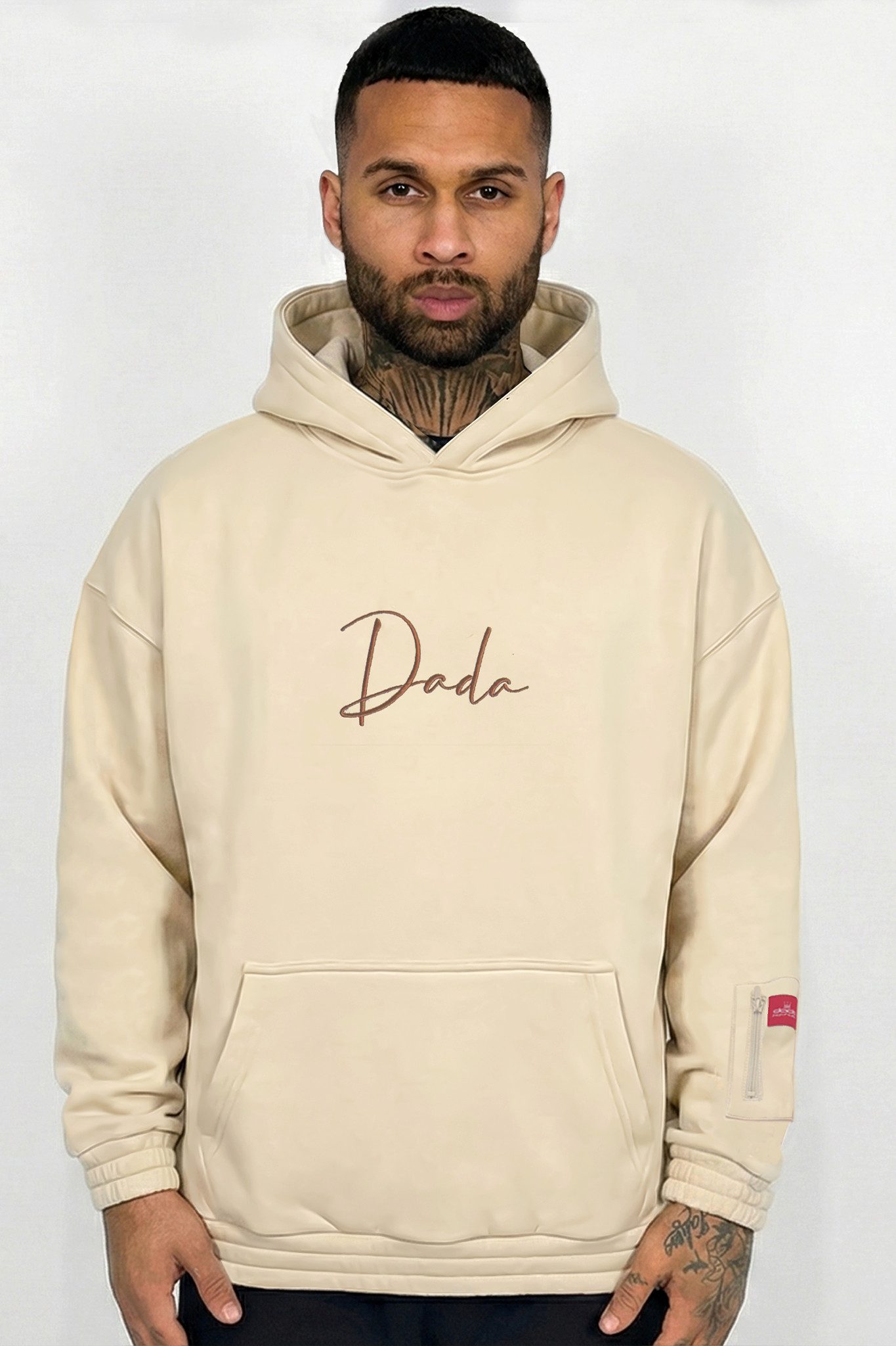 DADA Supreme Hoodie Oversized Fit mit Stickerei und für Herren Baumwolle Normal Fit ohne Kragen Langarm Logo atmungsaktiv