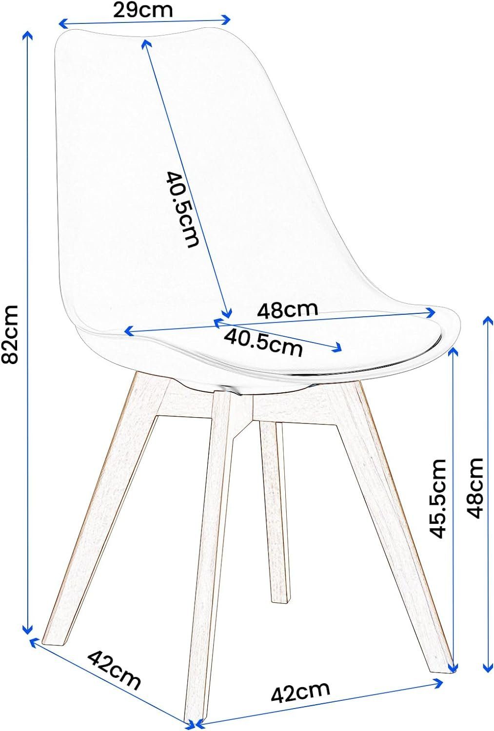 EUGAD Esszimmerstühle St), Massivholzbeinen, Kunstleder mit gepolstert, Weiß Design, 4-Fußstuhl (4