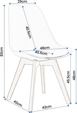 EUGAD 4-Fußstuhl (4 St), Esszimmerstühle Design, mit Massivholzbeinen, gepolstert, Kunstleder
