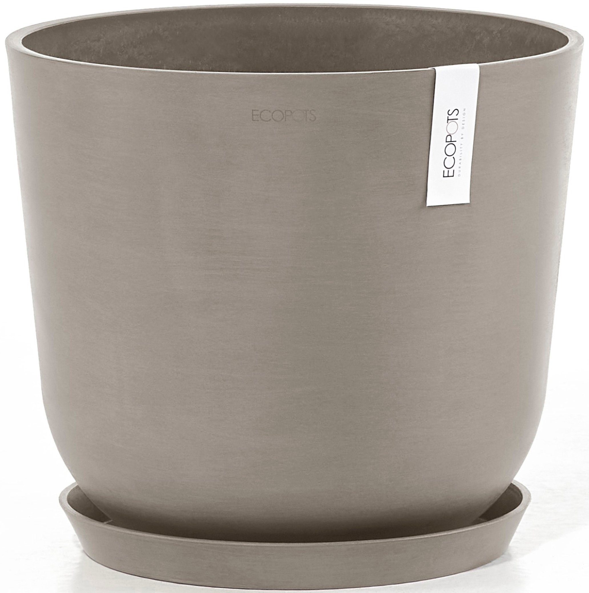 ECOPOTS Blumentopf Oslo 35 + Wassersystem Taupe, für innen und außen: frostsicher, bruchsicher und lichtbeständig