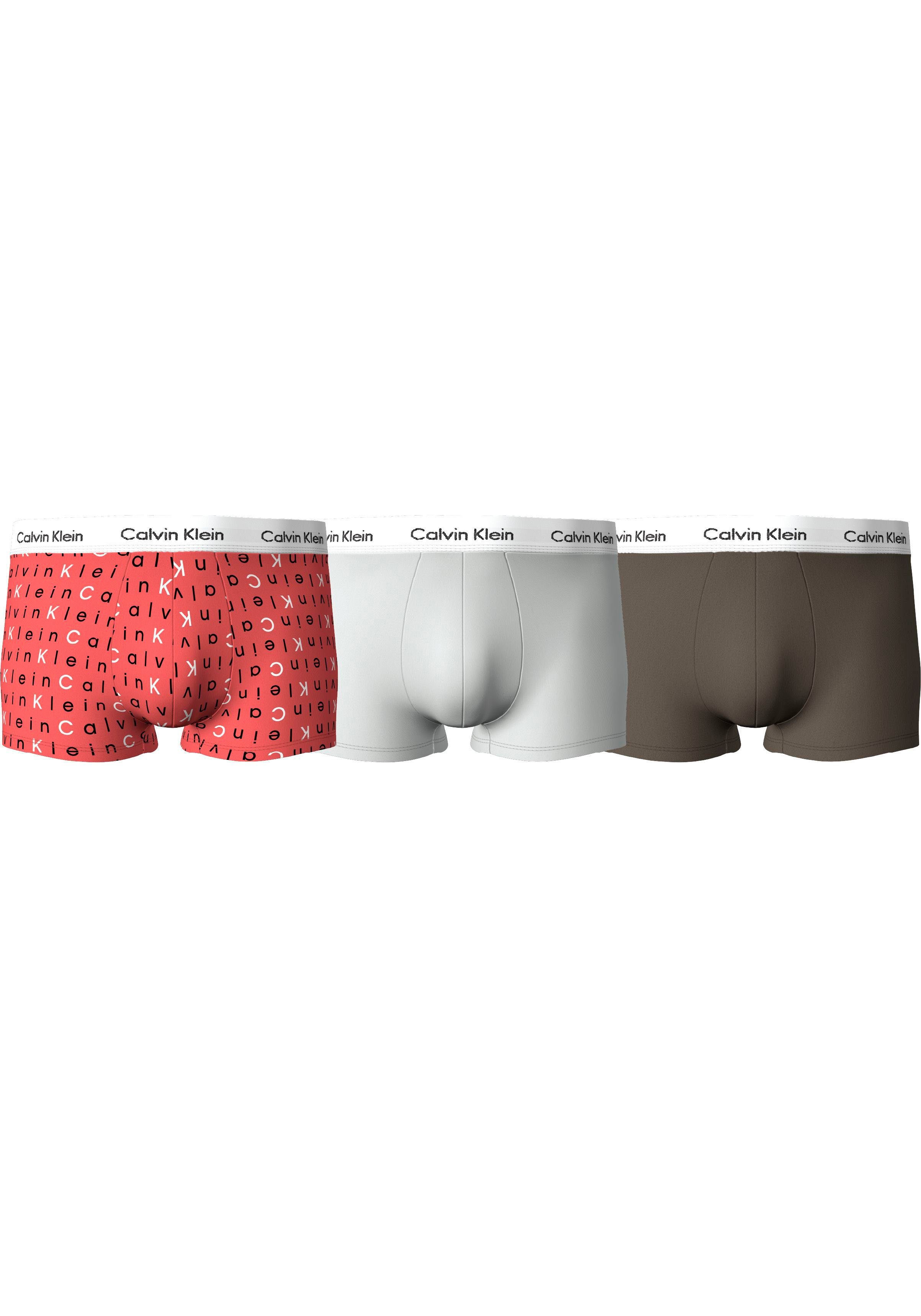 LOW TRUNK mit 3er-Pack) SD-LG-PR_CL-MLN&GX-GY&BR-BT-W/WH-WB RISE Calvin 3-St., (Packung, Trunk Logoschriftzügen Klein 3PK Underwear