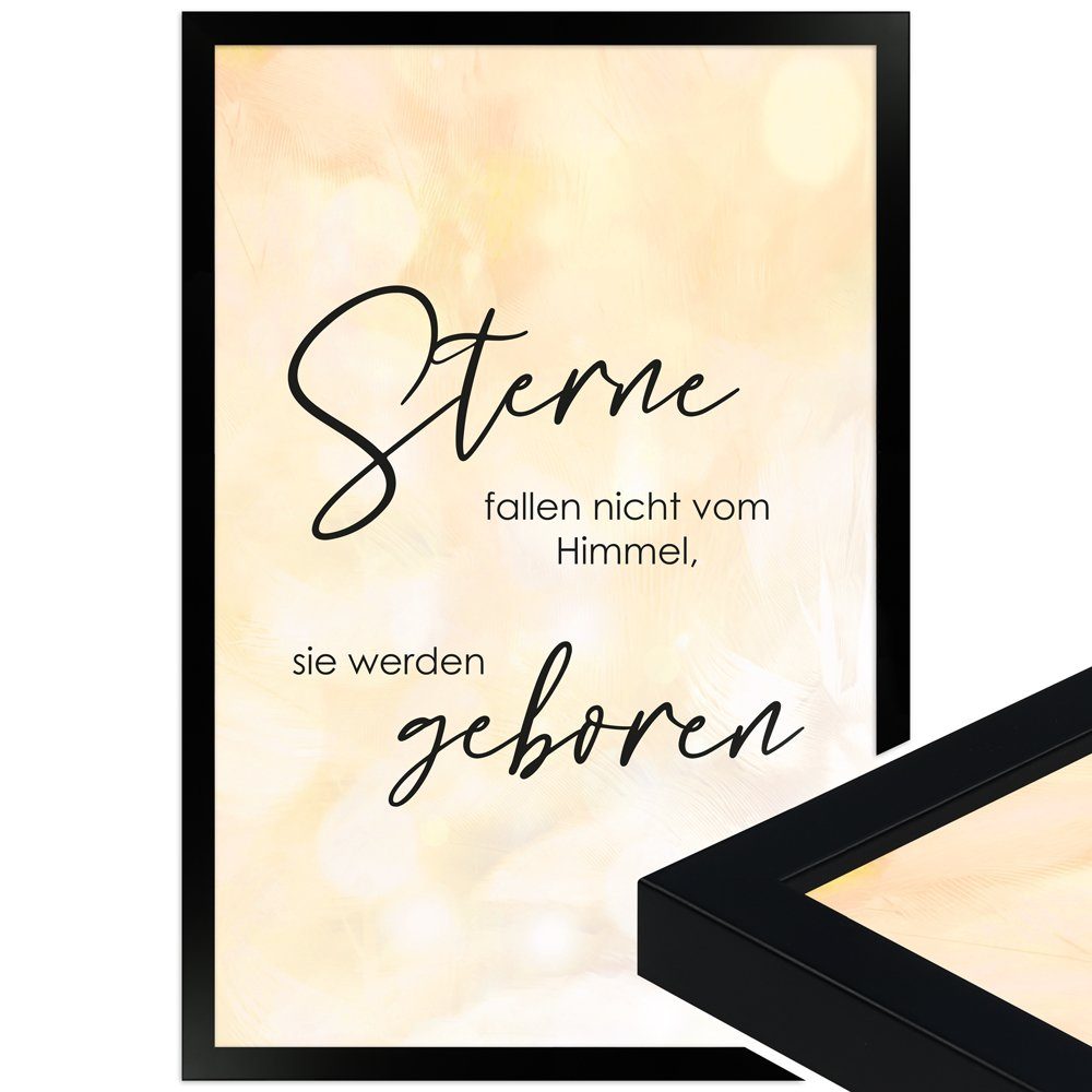 WANDStyle Bild mit Rahmen Sterne werden geboren, süße Sprüche fürs Kinderzimmer