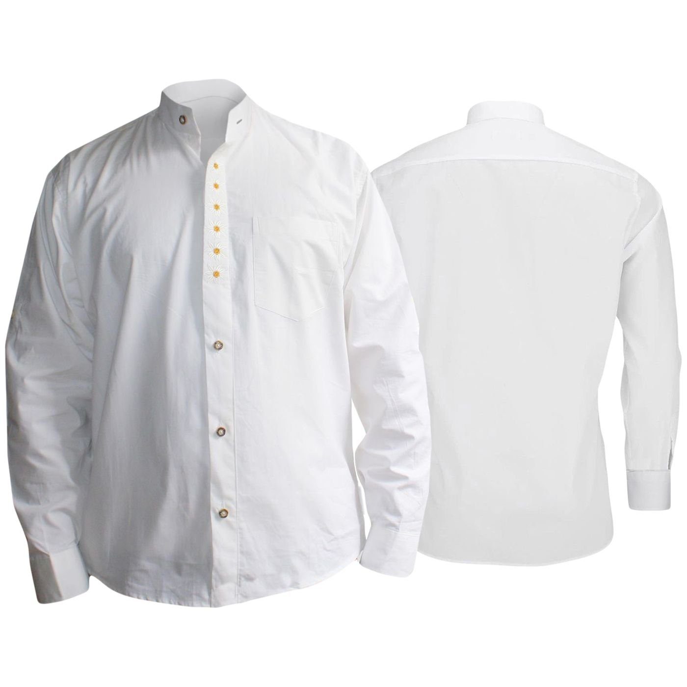 German Wear Trachtenhemd GW1253 Trachtenhemd aus Baumwolle Hemd edelweiß bestickt | Trachtenhemden