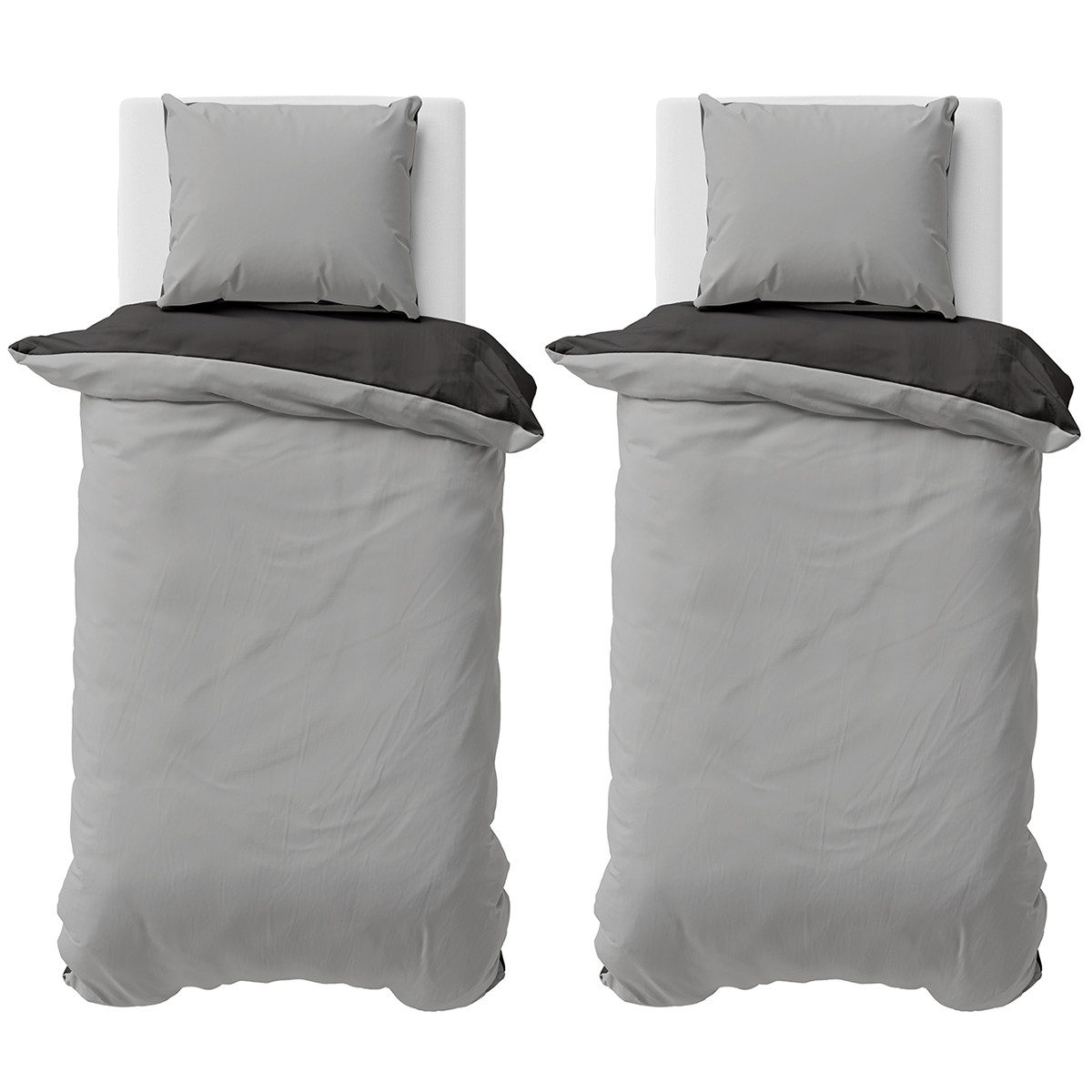 Visaggio Bettwäsche Baumwolle Feinbiber Winter Bettbezug 135x200, 155x220, Feinbiber, 4 teilig, Feinbiber Winterbettwäsche mit Wendeseite, Unifarben