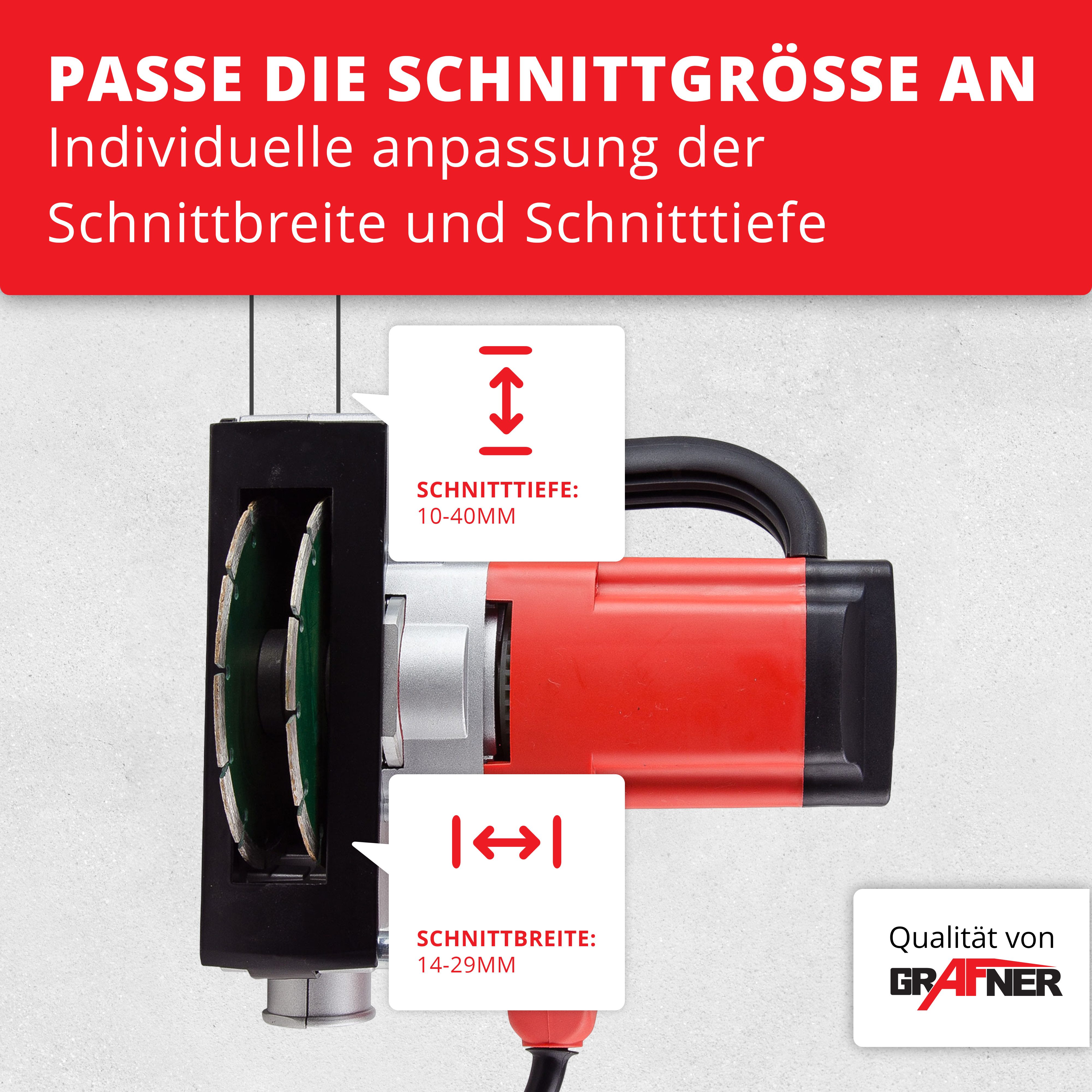 Grafner Mauernutfräse Mauernutfräse Dehnfugfräse Schlitzfräse Laser MD10963, (1-tlg)
