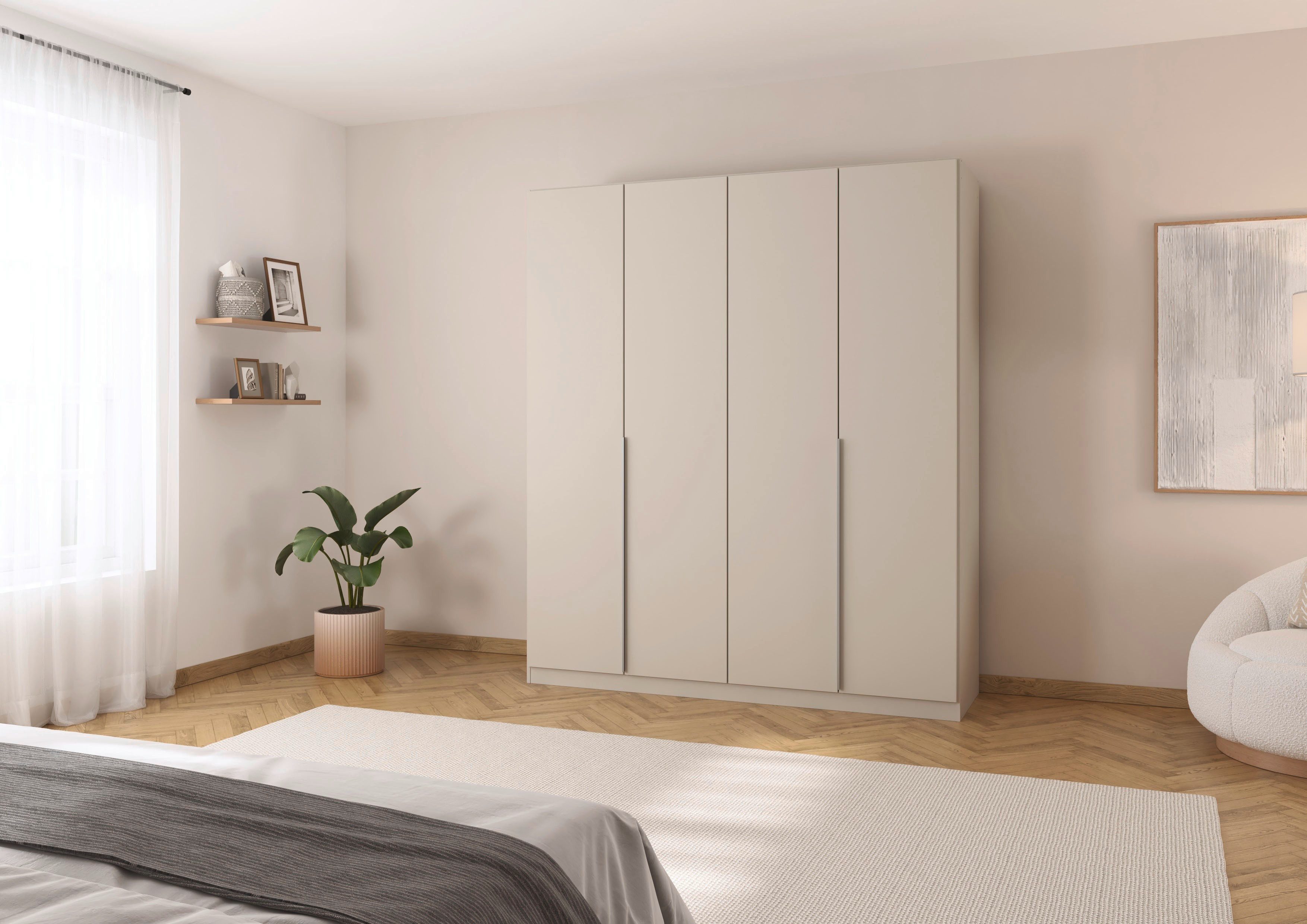 OTTO home Drehtürenschrank Kleiderschrank Schrank Garderobe AGORDO Schlafzimmer (in zwei Griff-Farben, Breiten 91-405 cm, Dekor- oder Hochglanzfront) durchdachte Innenausstattung, in 8 Breiten und 2 Höhen MADE IN GERMANY