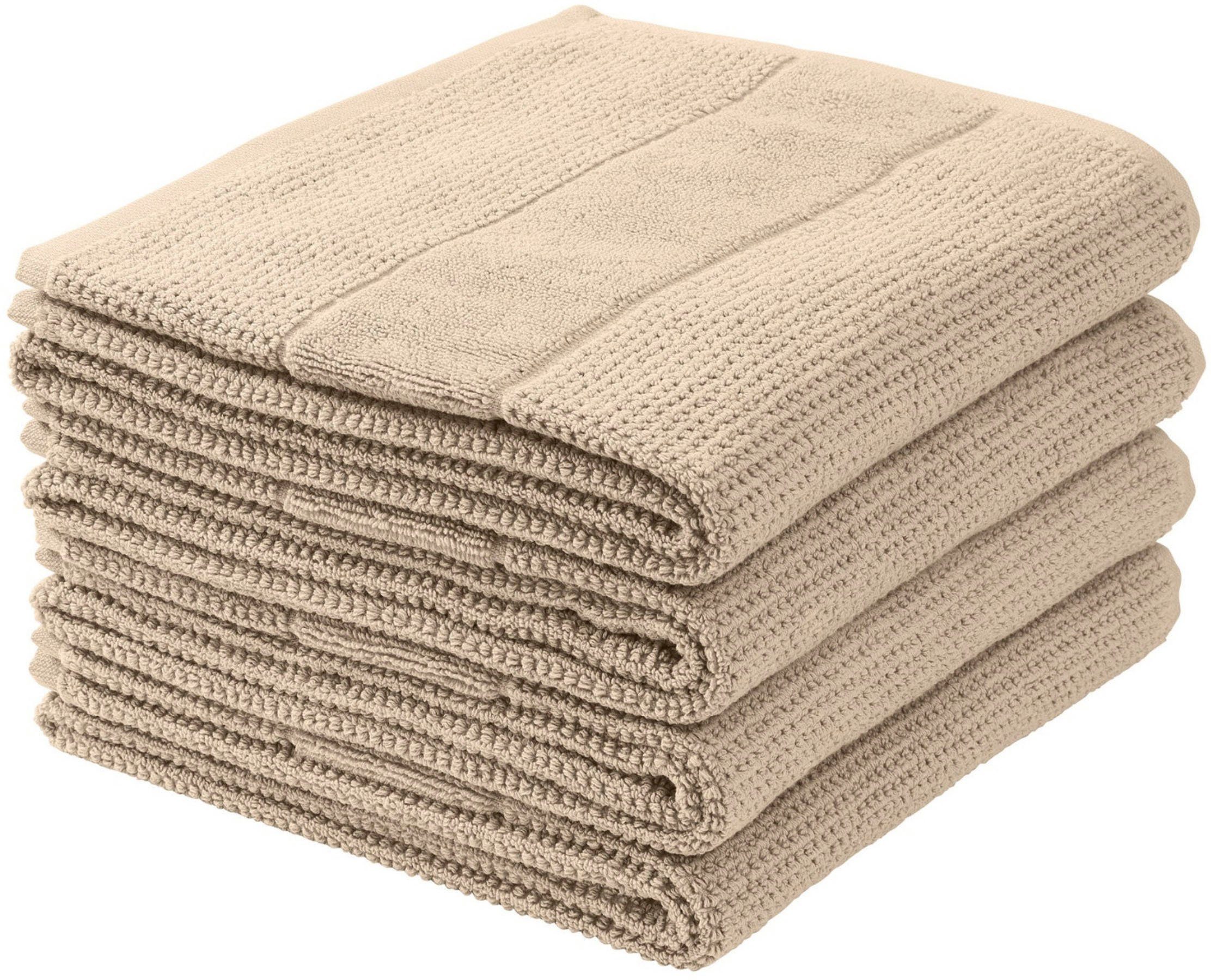 Schiesser Handtücher Turin im 4er Set aus 100% Baumwolle, Frottier (4-St), Reiskorn-Optik, MADE IN GREEN by OEKO-TEX®-zertifiziert Sand