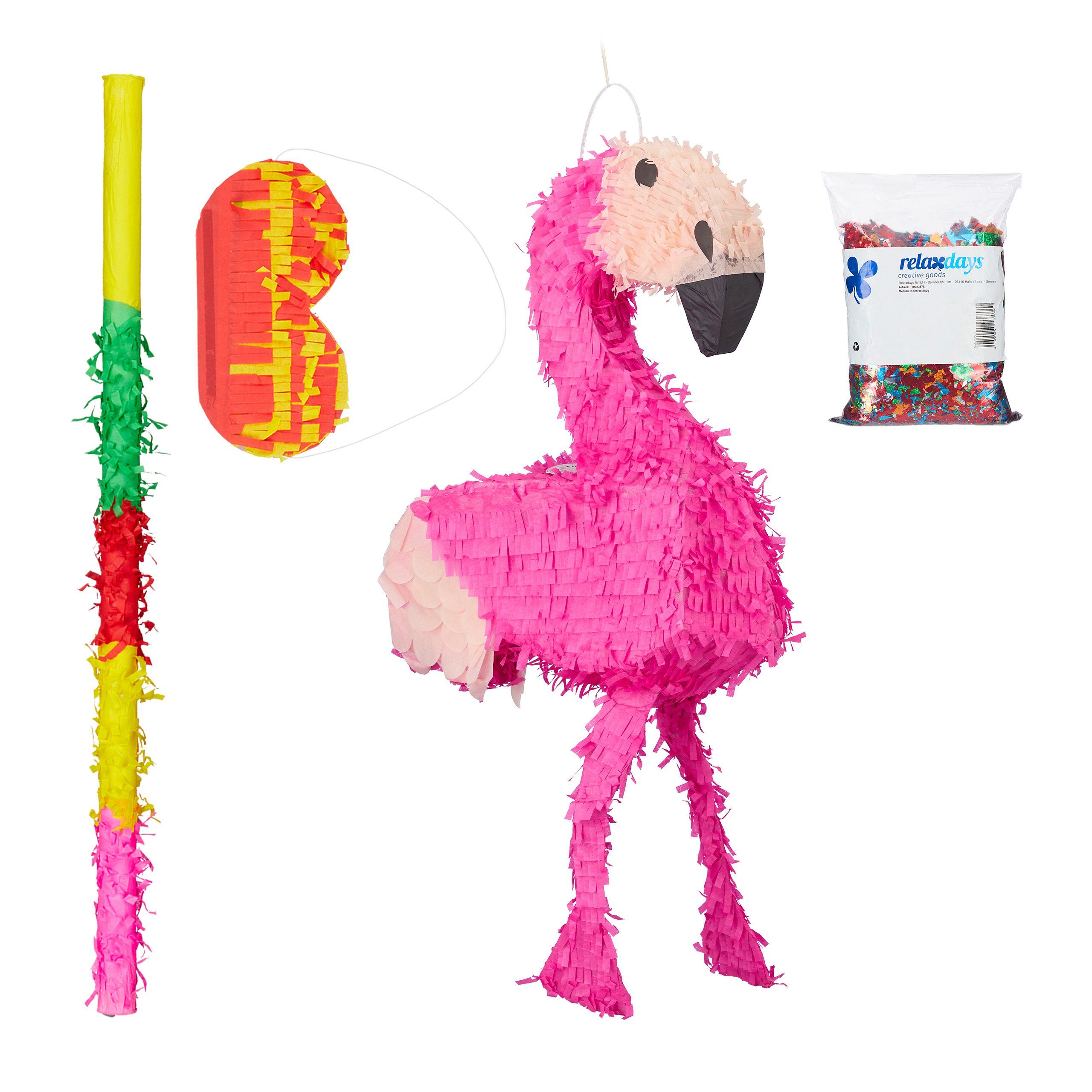 relaxdays Papierdekoration Pinata Set Flamingo | Partydekoration