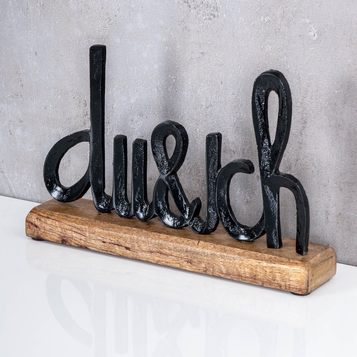 Levandeo® Deko-Schriftzug, Schriftzug Du Und Ich L25cm Schwarz Mango Holz Tisch-Deko Geschenk