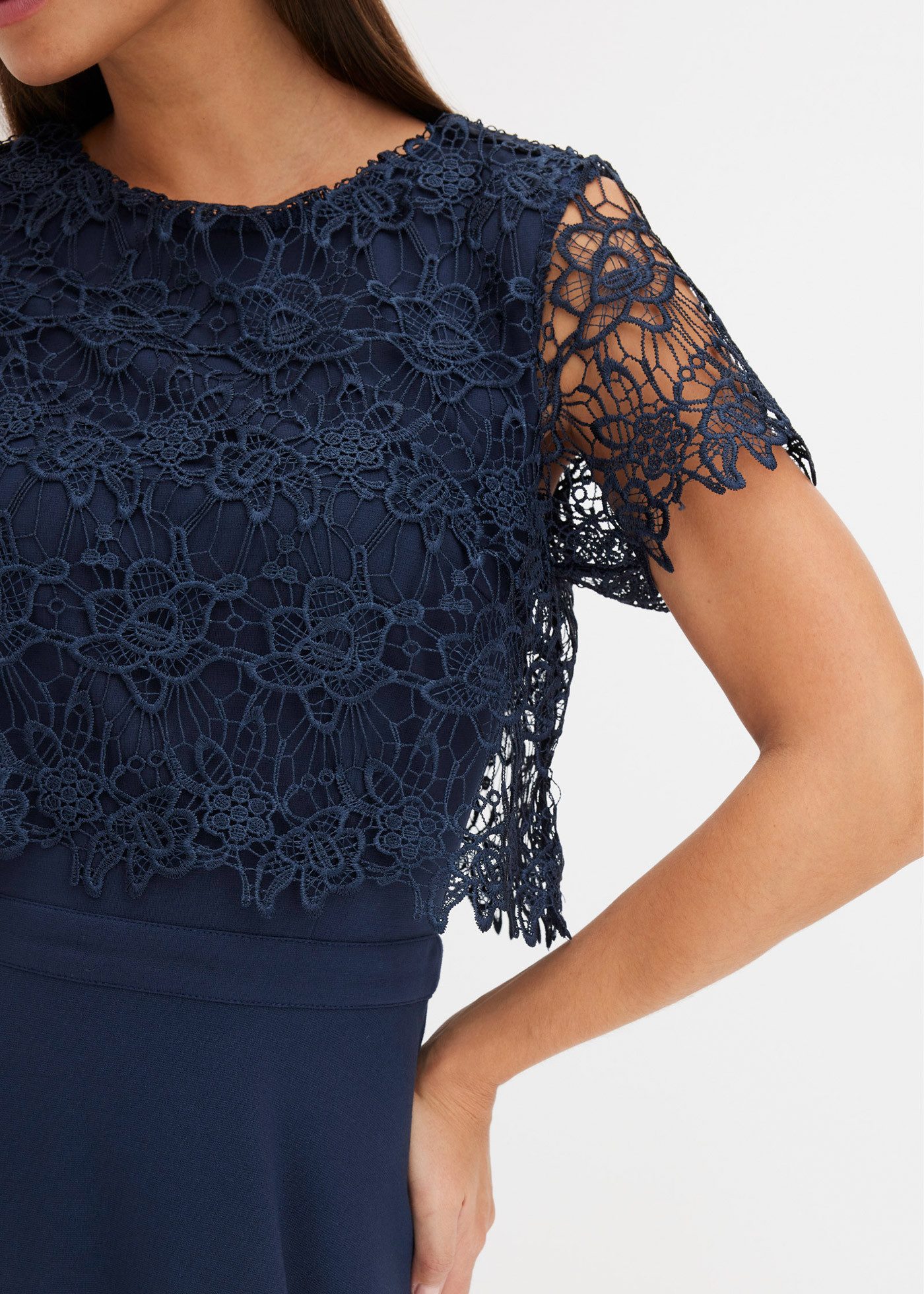 bonprix Midikleid für besondere Anlässe, ausgestellte Passform, mit Spitzen-Oberteil