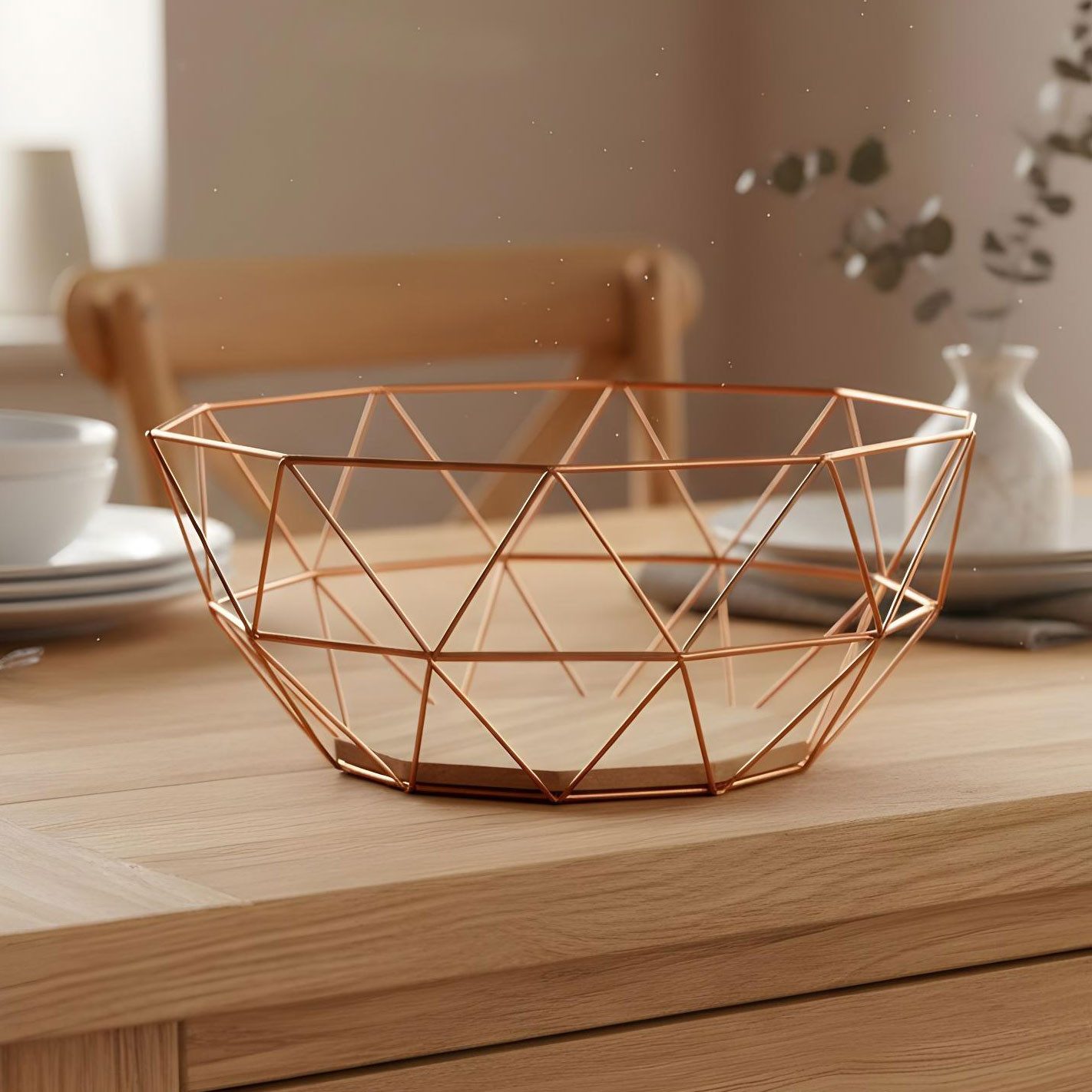 Levandeo® Dekoschale, Korb Metall Kupfer 26x12cm Modern Holz MDF Braun Schü günstig online kaufen