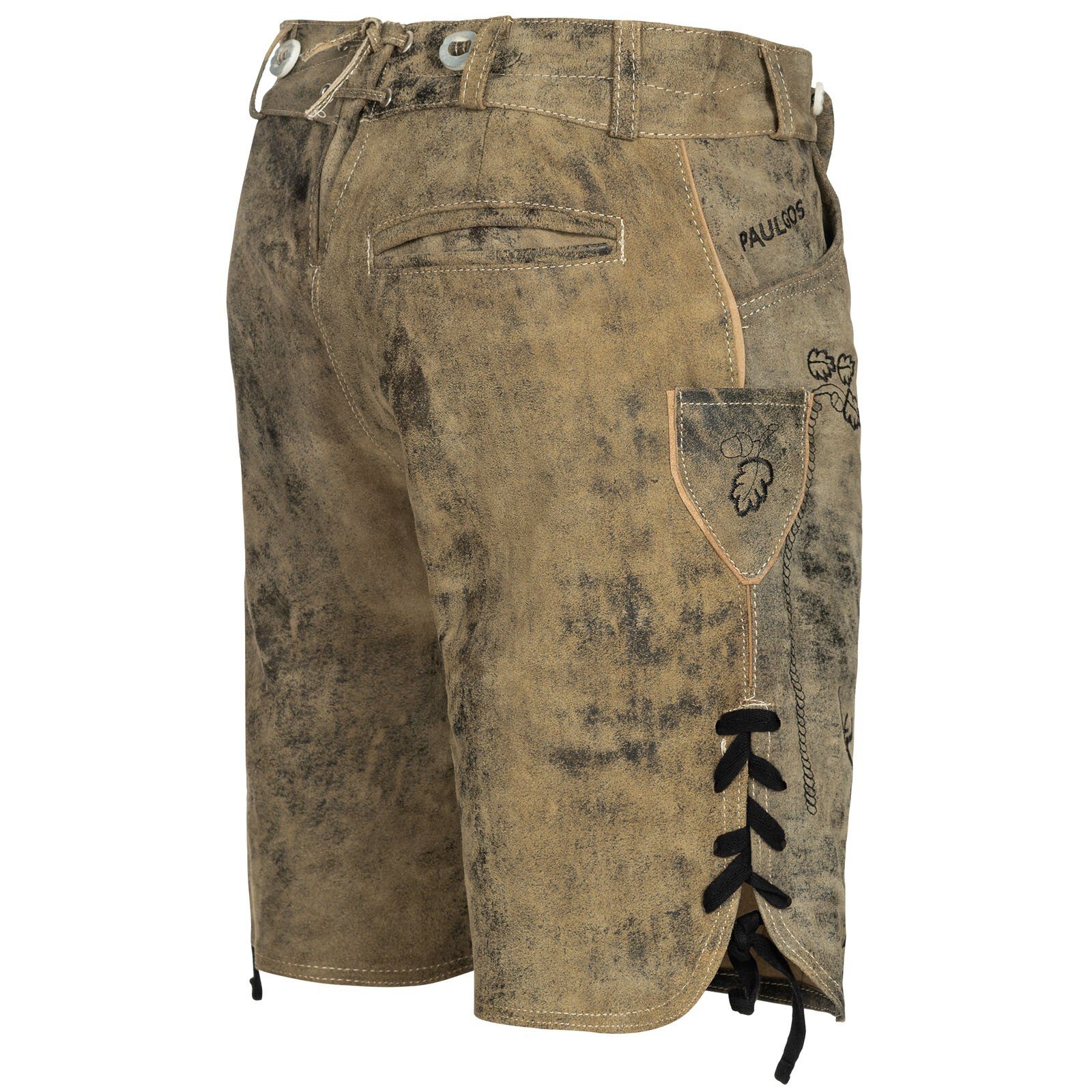 PAULGOS Trachtenhose Herren Lederhose Kurz mit Trägern 100% Echtleder - HK4 günstig online kaufen