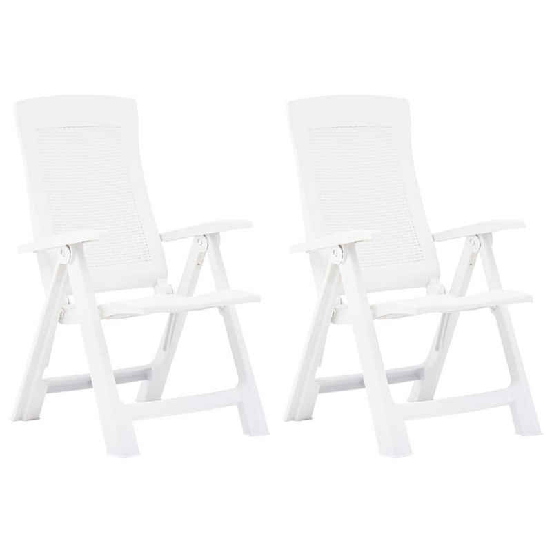 vidaXL Gartenstuhl »Verstellbare Gartenstühle 2 Stk. Kunststoff Weiß« (2 St)