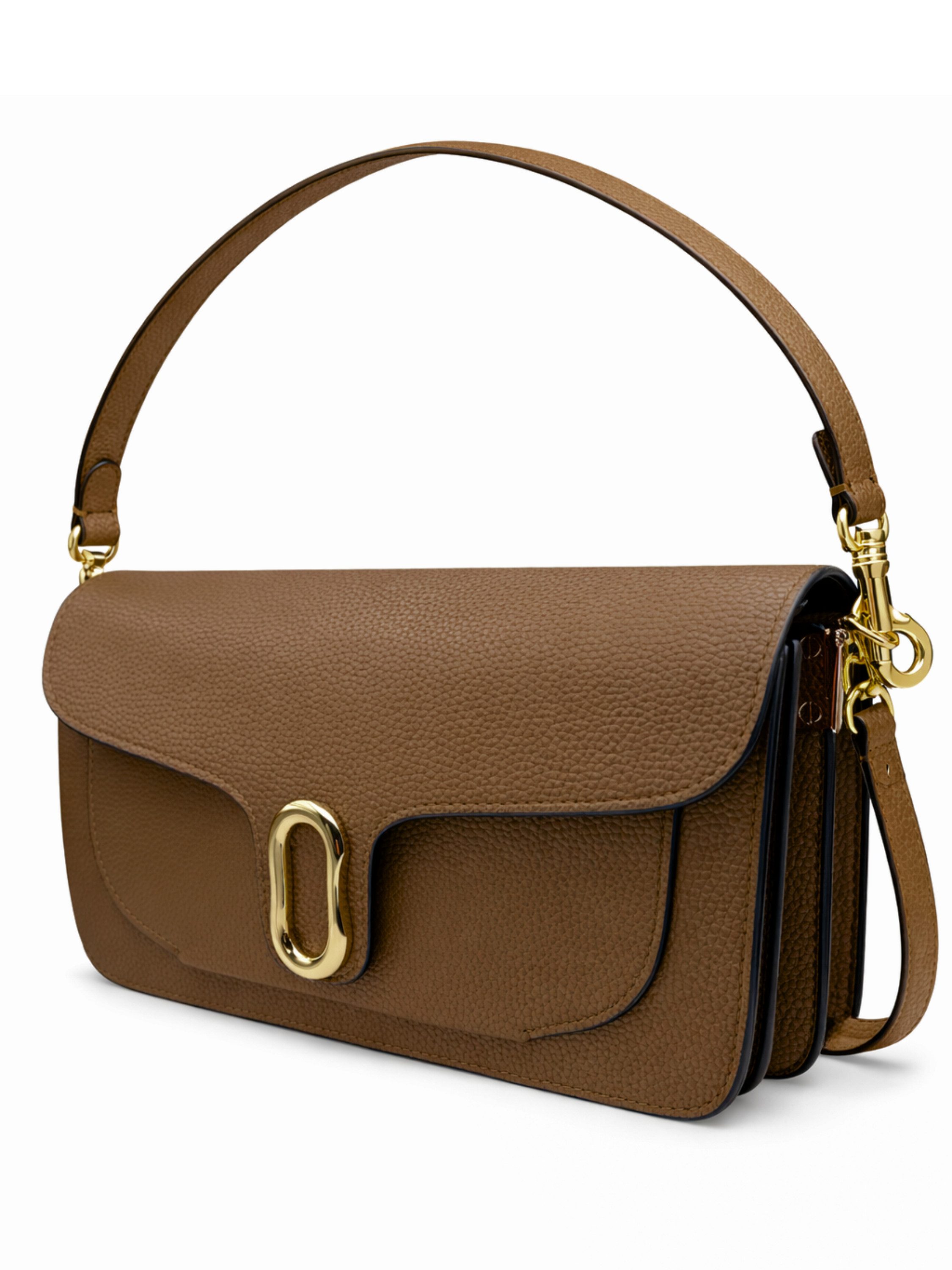 S&T Design Schultertasche Handtasche Damen Klein Umhängetasche Frauen Tasche Leder Braun (2x Schulterriemen, 1-tlg., Rechteckig), Crossbody-Tasche mit verstellbarem Riemen Leder Alltagstasche