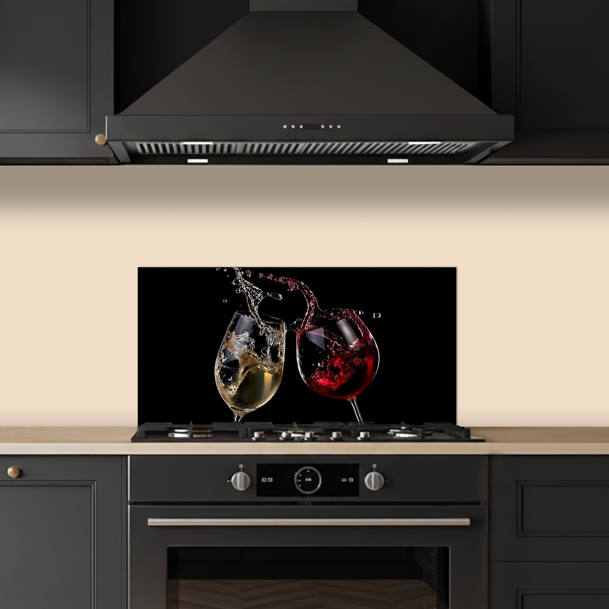 KitchenYeah Küchenrückwand selbstklebend (keine Folie) Rotwein - Weißwein - Glas - Schwarz, (1-tlg), Küchenrückwand, Spritzschutz, Kitchen, 60x30 cm – Bild 5 von 5