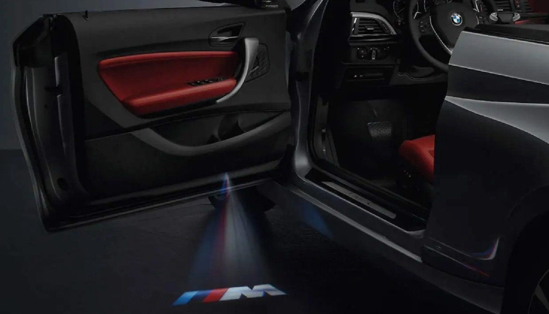 BMW Auto-Fußmatte BMW LED Türprojektoren Set Austauschbare BMW M Logos Projektion (1 St)