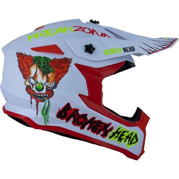 Broken Head Motorradhelm Freakzone weiss-rot-grün, verrücktes Design, intensive Farben