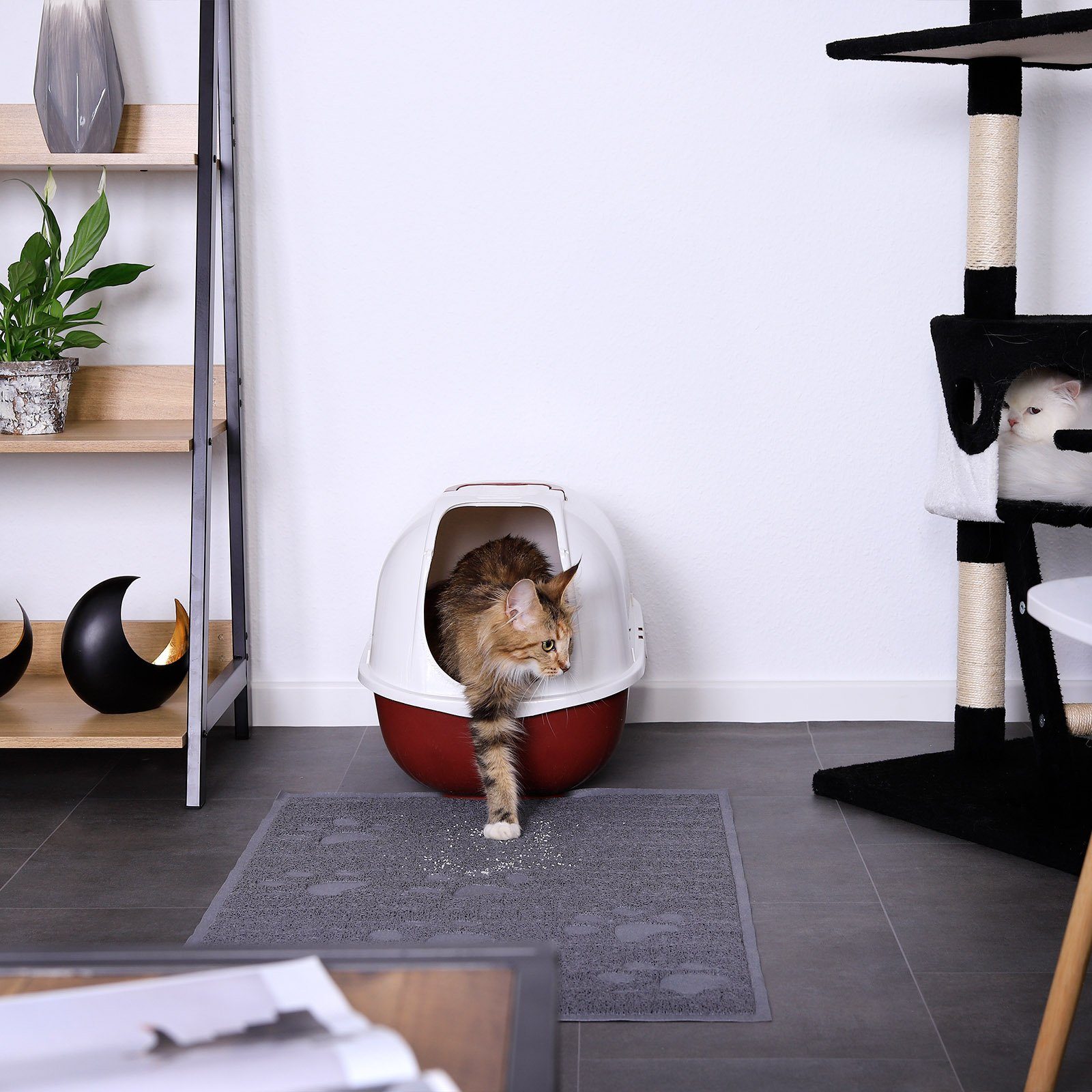 lionto Katzentoilette Vorleger, hygienische Katzenstreumatte, abwischbar & rutschfest, grau