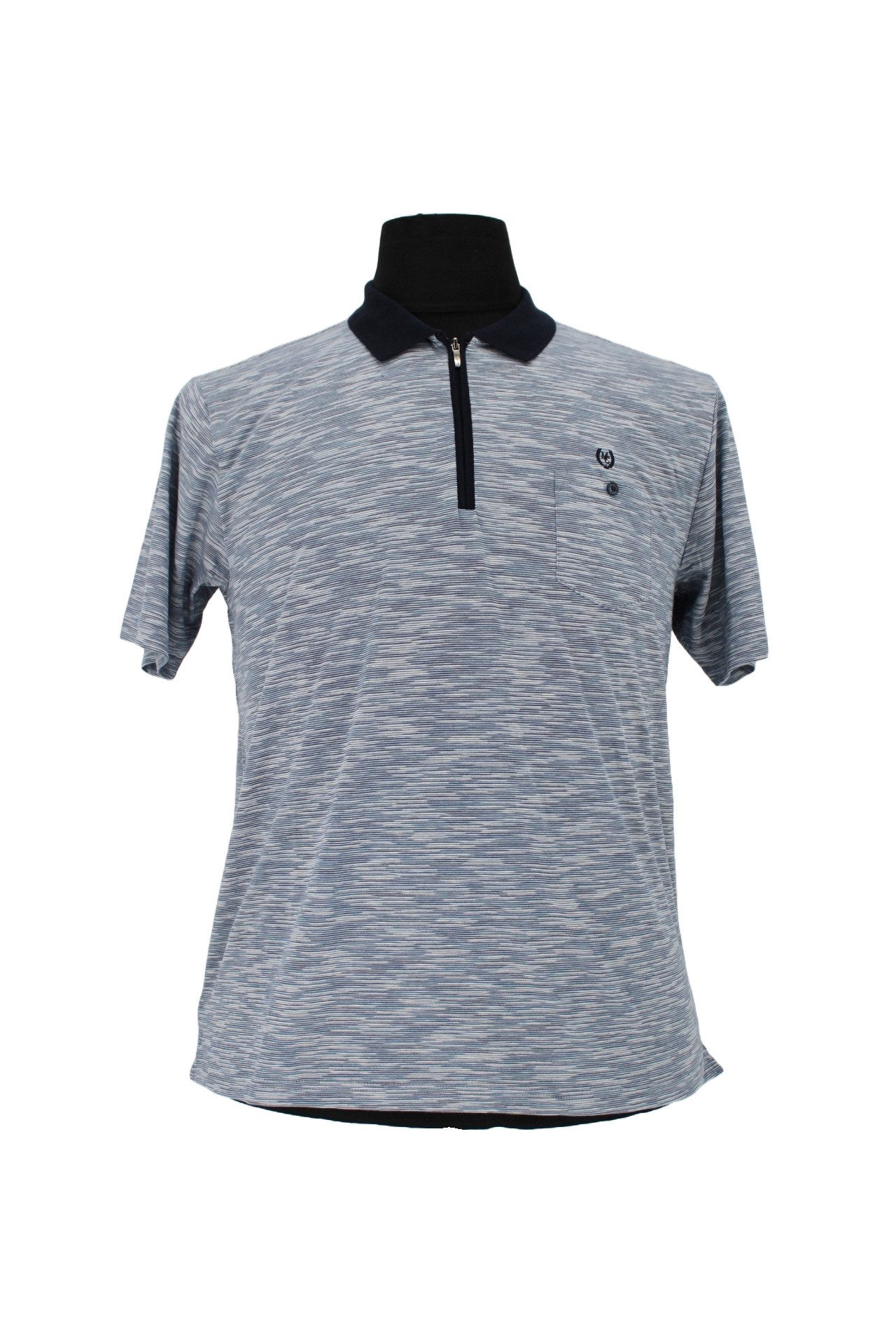 Mode Monte Carlo Poloshirt Polo-Shirt mit Zip Jeansblau mit blau