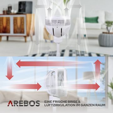 Arebos Bodenventilator Ventilator, 55W, 3D Oszillation, Ø 23cm, Infrarot-Fernbedienung