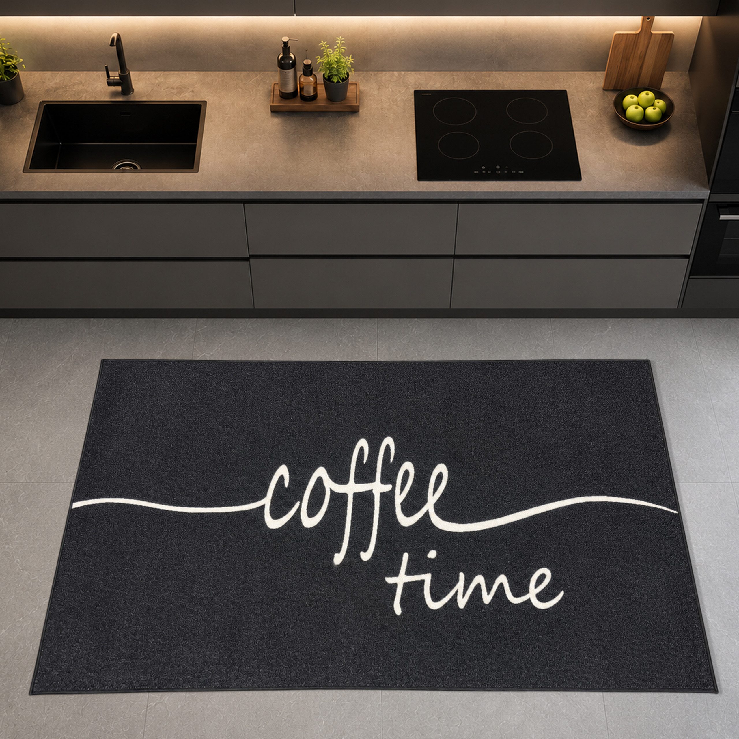 TeppichHome24 Teppich Robsuter Küchenläufer, rechteckig, Höhe: 4 mm, grafisches Küchenmotiv, gummierte rutschfeste Rückseite