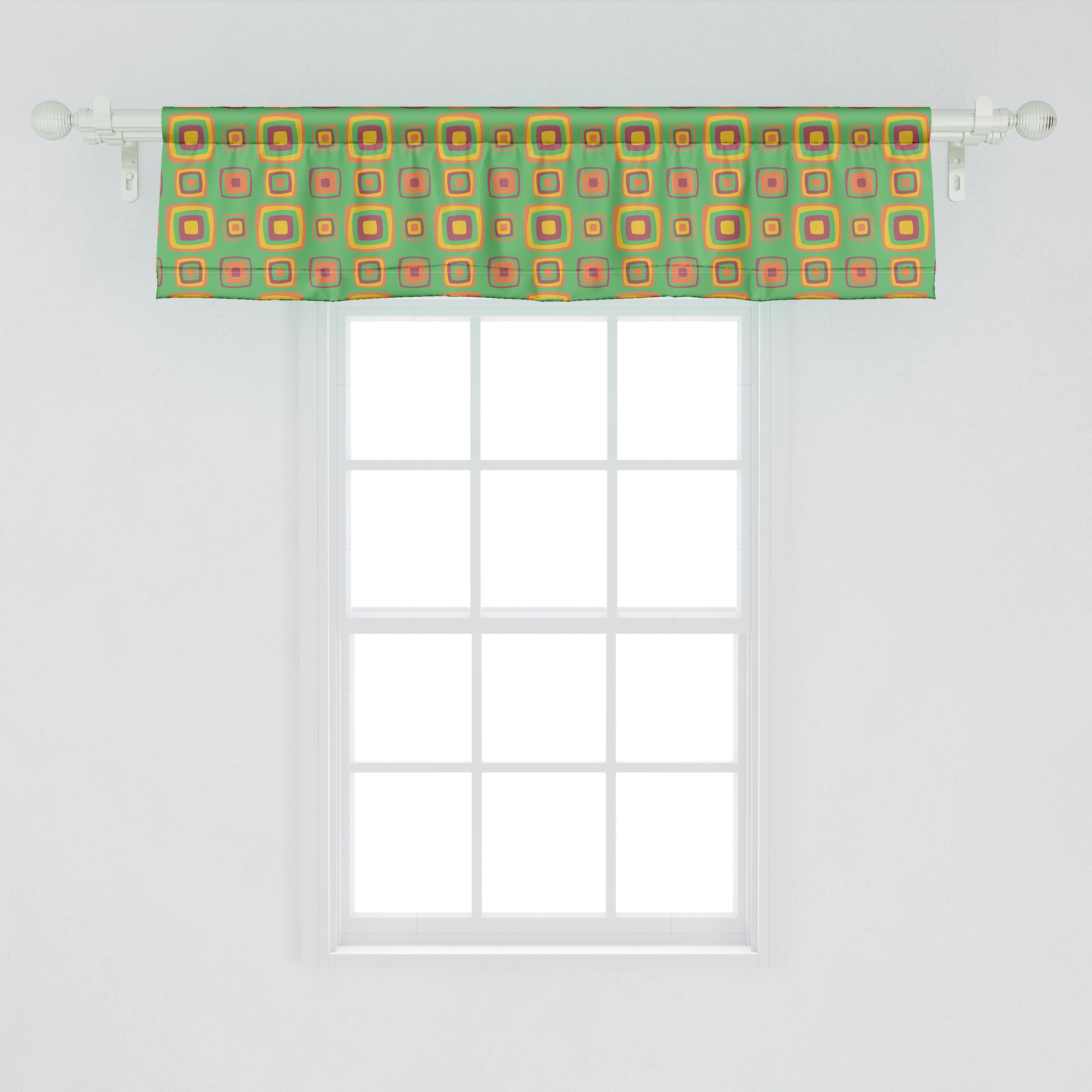 Feelings Volant Retro Geometrisch Squares Schlafzimmer Vorhang Stangentasche, Dekor Scheibengardine Küche Microfaser, für Abakuhaus, mit