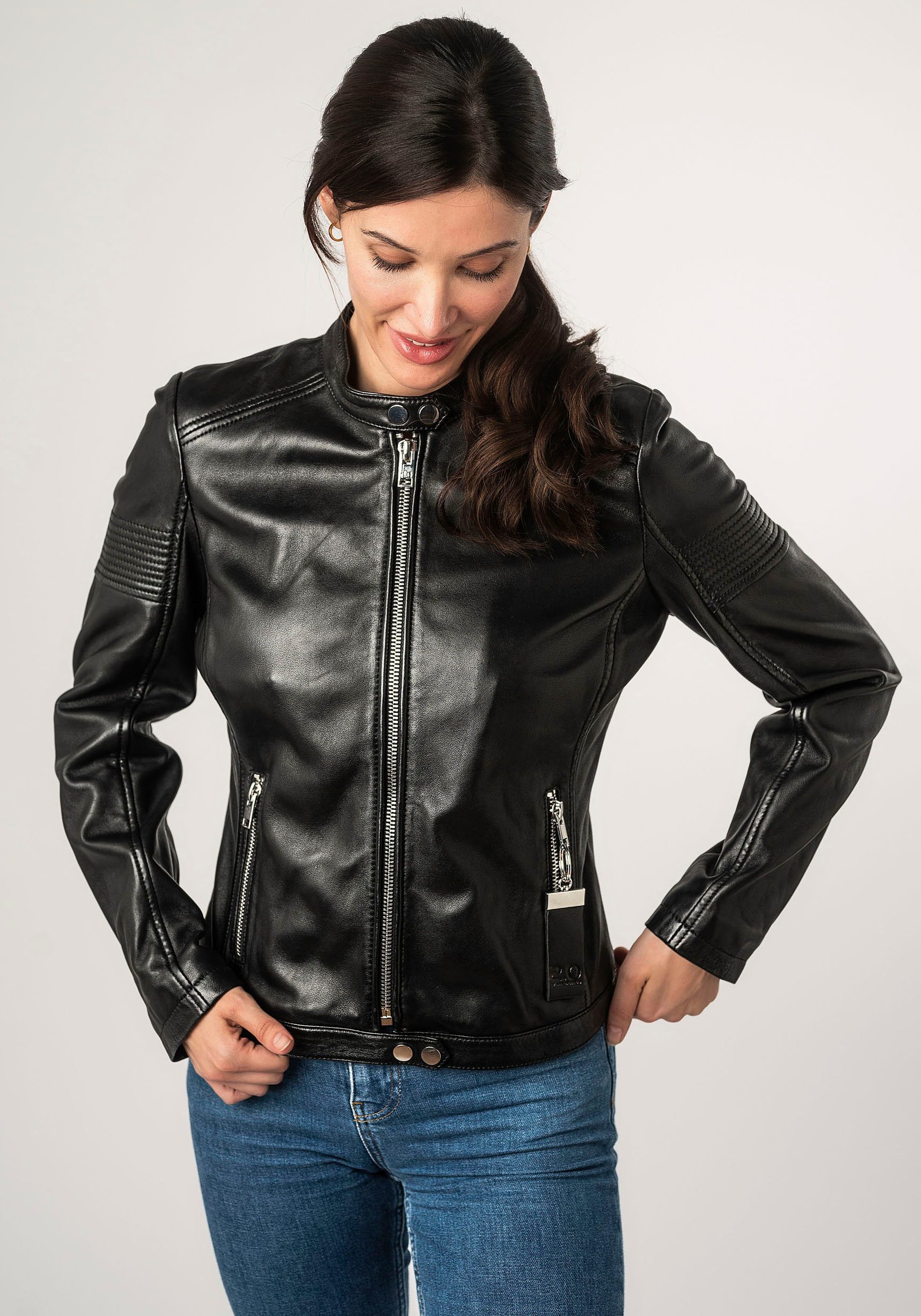 Mauritius Lederjacke 2Wima mit Druckknöpfen, mit günstig online kaufen