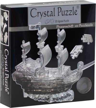 HCM KINZEL 3D-Puzzle Crystal Puzzle, Piratenschiff transparent, 101 Puzzleteile