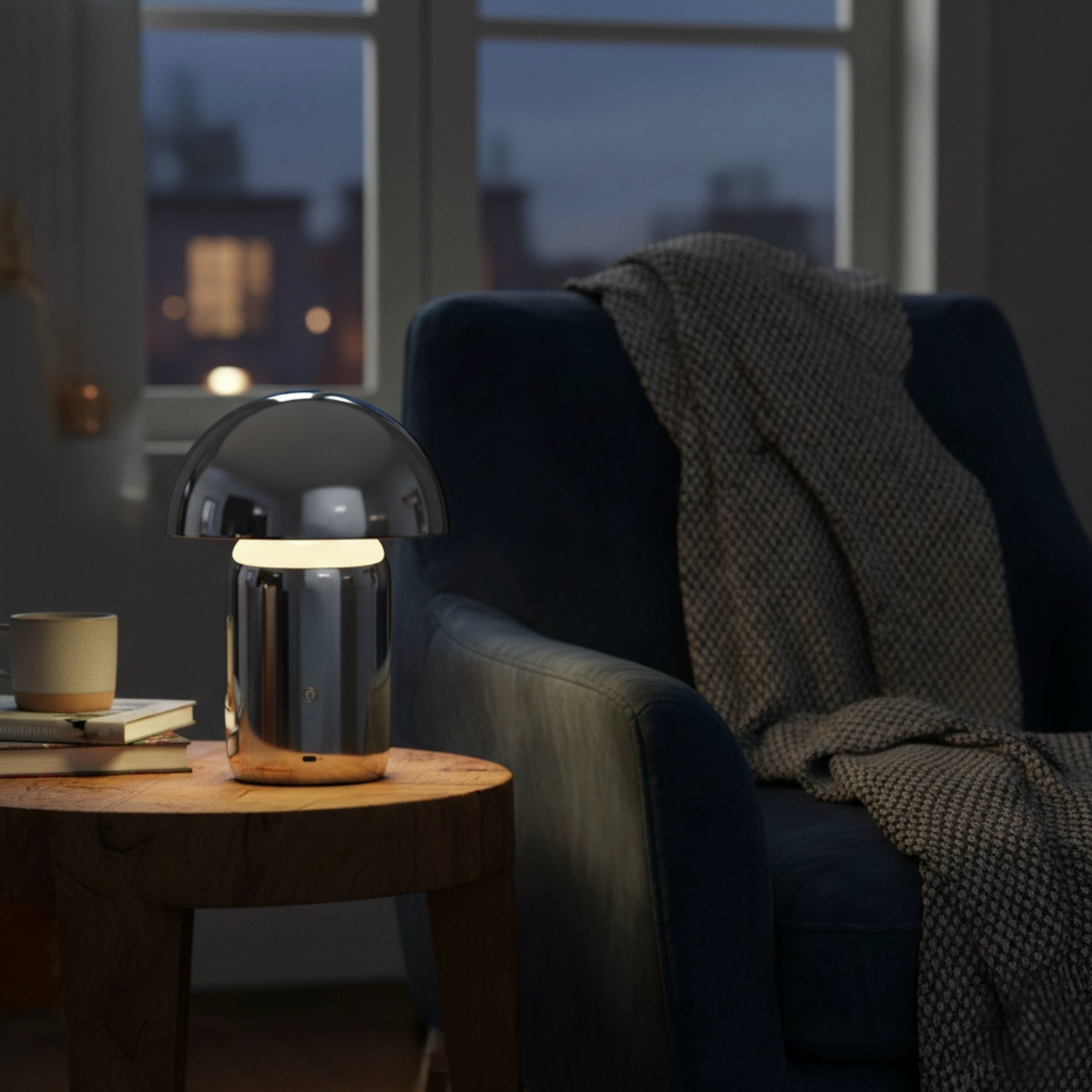 LeGer Home by Lena Gercke LED Tischleuchte Galilea, Dimmfunktion, LED fest integriert, Warmweiß, dimmbar, Ø 20 cm, Metall, Akku Tischlampe, Schalter mit Touchfunktion