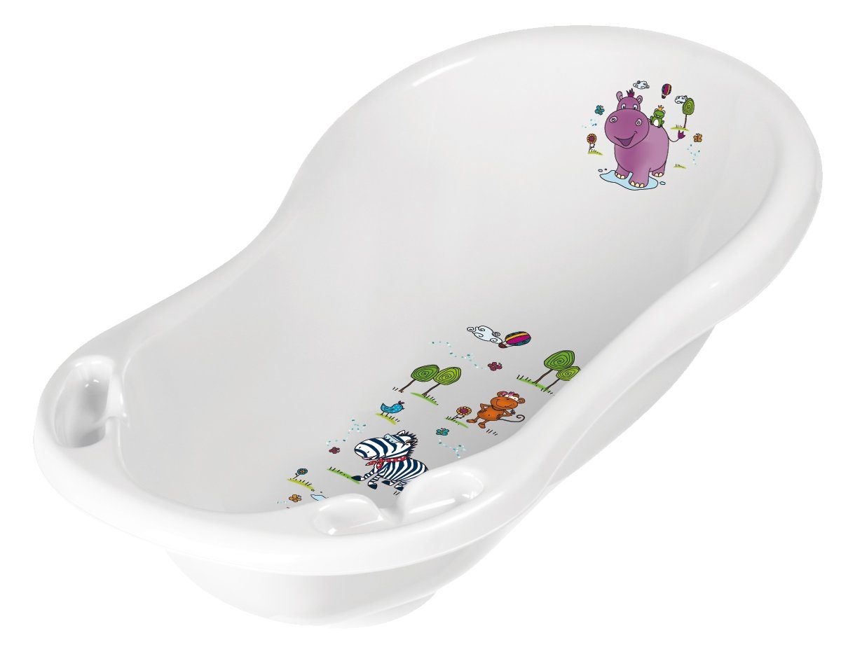 Badewanne keeeper Babybadewanne weiß Baby cm 84 + Hippo Waschhandschuh