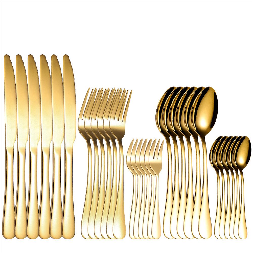 UniqueFire Besteck-Set 60teilig Essbesteck Gold glänzend mit Messer Gabel Löffel (60-tlg), 12 Personen, Edelstahl – Bild 3 von 5