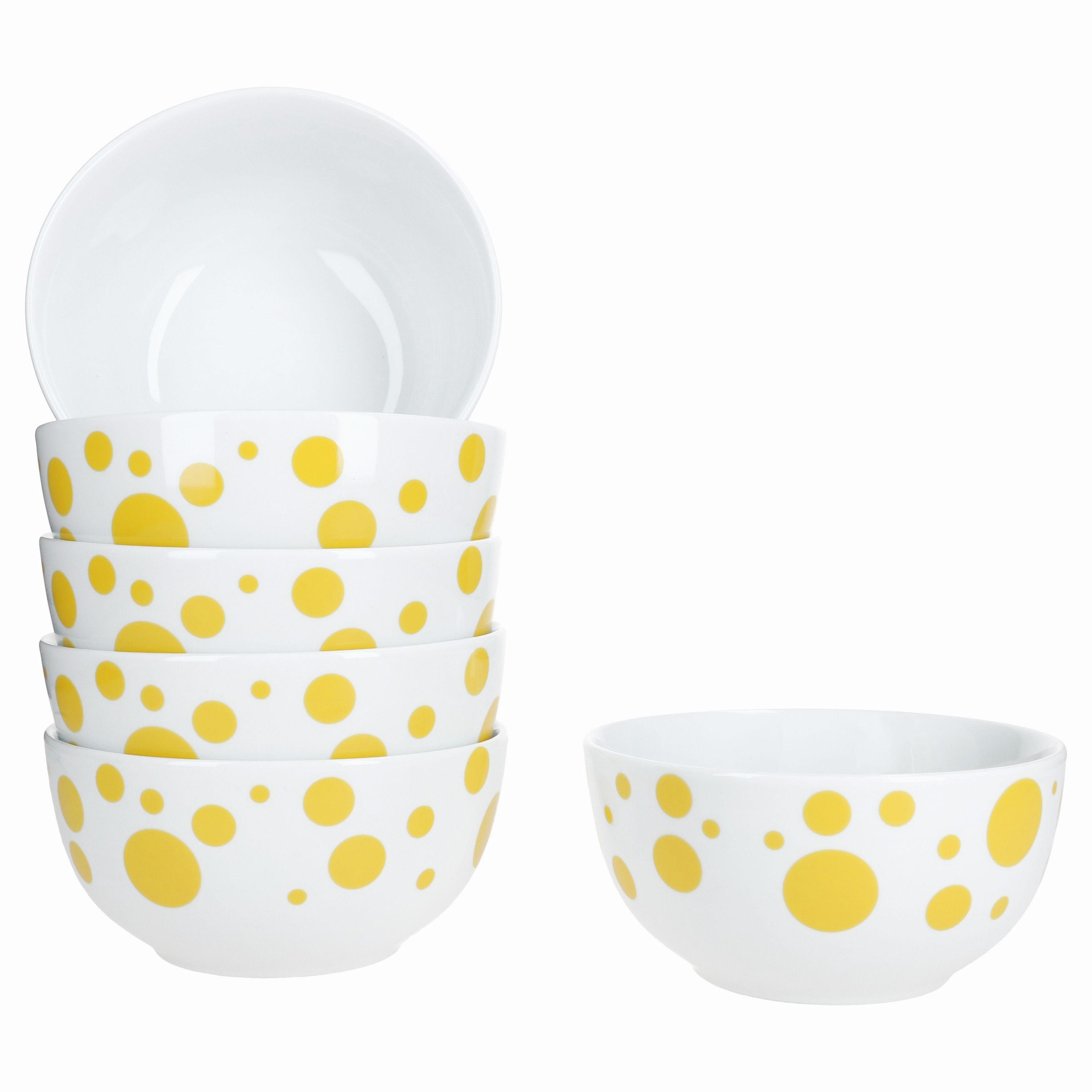 MamboCat Müslischale Pula gelb 6x Müsli-Schale Ø14cm 400ml Porzellan 6 Pers. Punkte, Porzellan