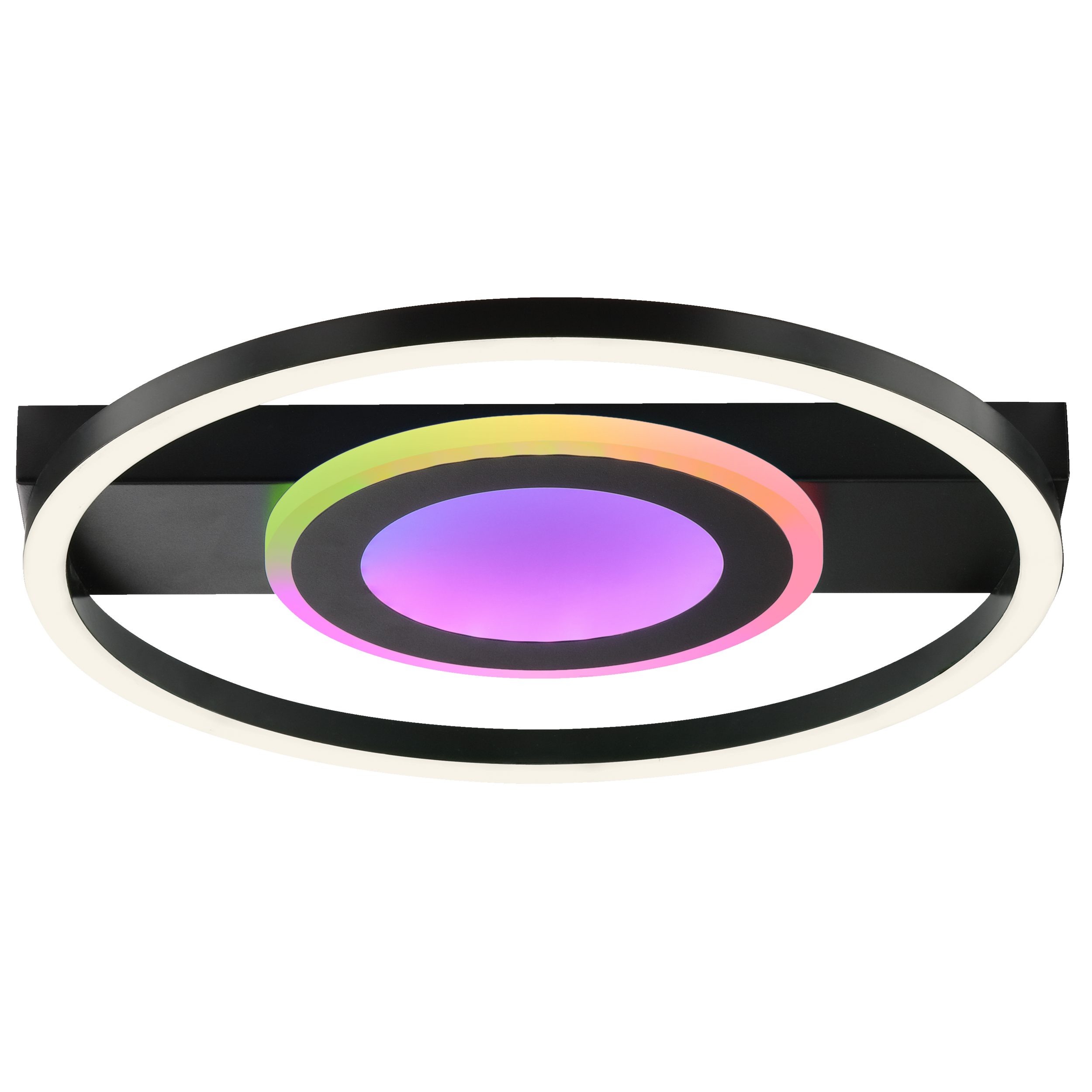 Lightbox Deckenleuchte, CCT - über Fernbedienung, LED fest integriert, warmweiß - kaltweiß, LED Deckenlampe, 37cm, 2300lm, 3000-6500K, dimmbar, CCT, RGB, schwarz