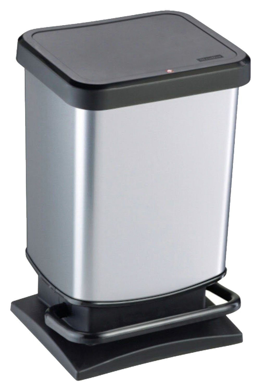 ROTHO Mülleimer PASO, Kunststoff, Silbergrau, Schwarz, 20 Liter