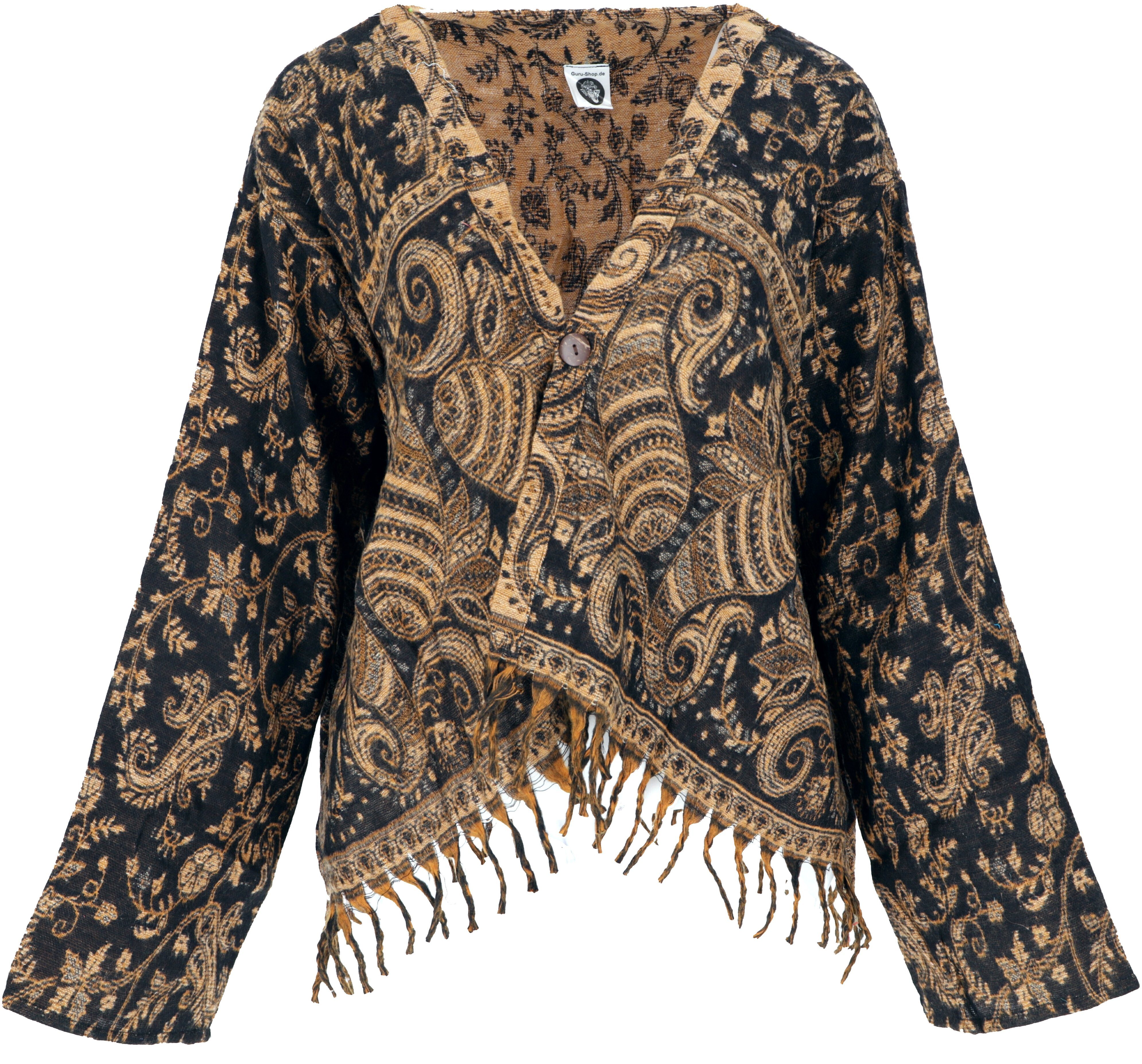 Guru-Shop Langjacke Bolero Jacke, legeres Boho Jäckchen -.. alternative Bekleidung