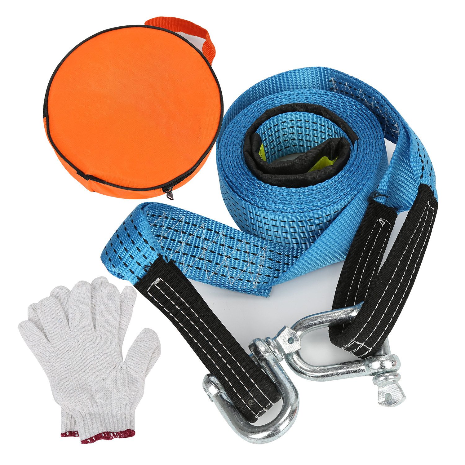 Clanmacy Lastseil bis zu 8 Tonnen 5M x 5cm mit reflektierenden Streifen Abschleppseil