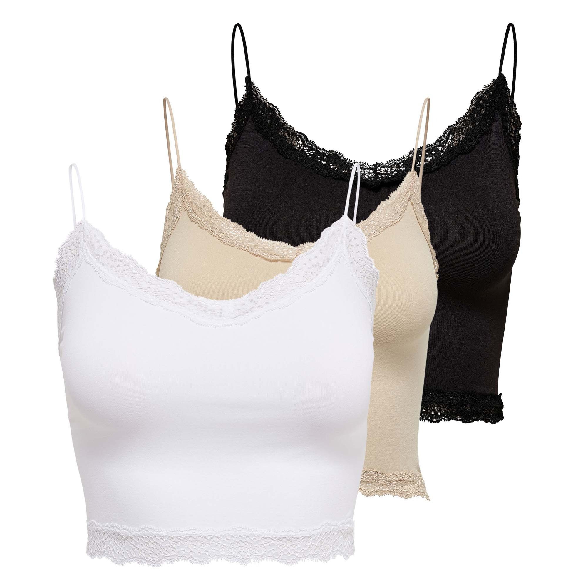 T-Shirt Damen T-Shirt 3er Pack Polyamid