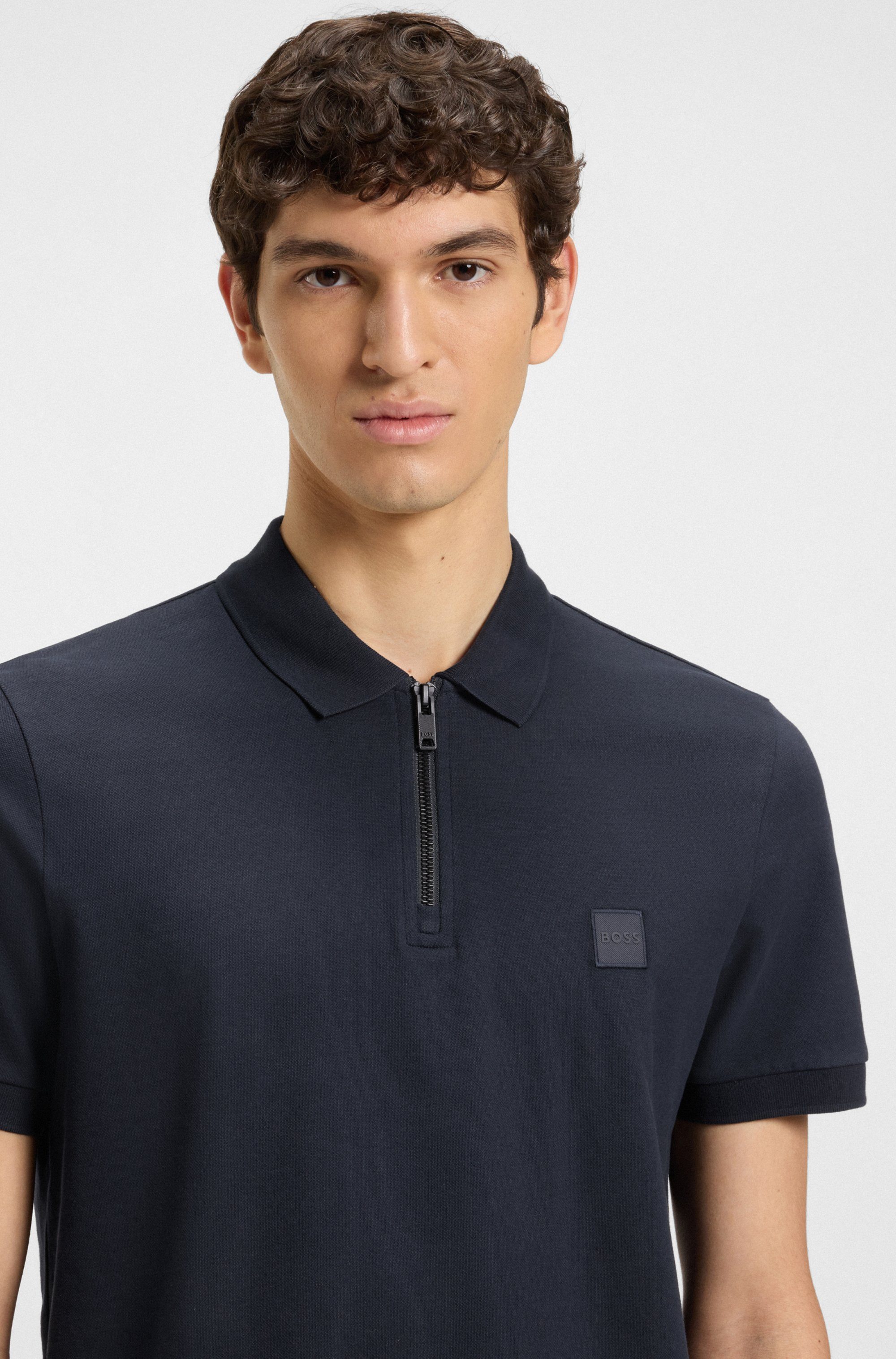 BOSS ORANGE Poloshirt Passerzip Regular Fit Zipper Zip Classic Stretch Pique Polo, pflegeleicht – Bild 3 von 5