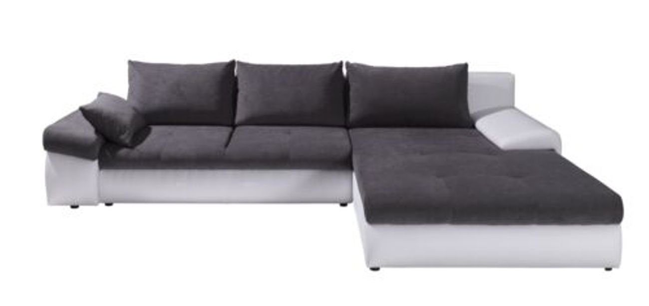JVmoebel Ecksofa, L-Form Sitz Farbe Ecksofa Couch Polstermöbel Wohnzimmer Textil Schwarz/Weiß