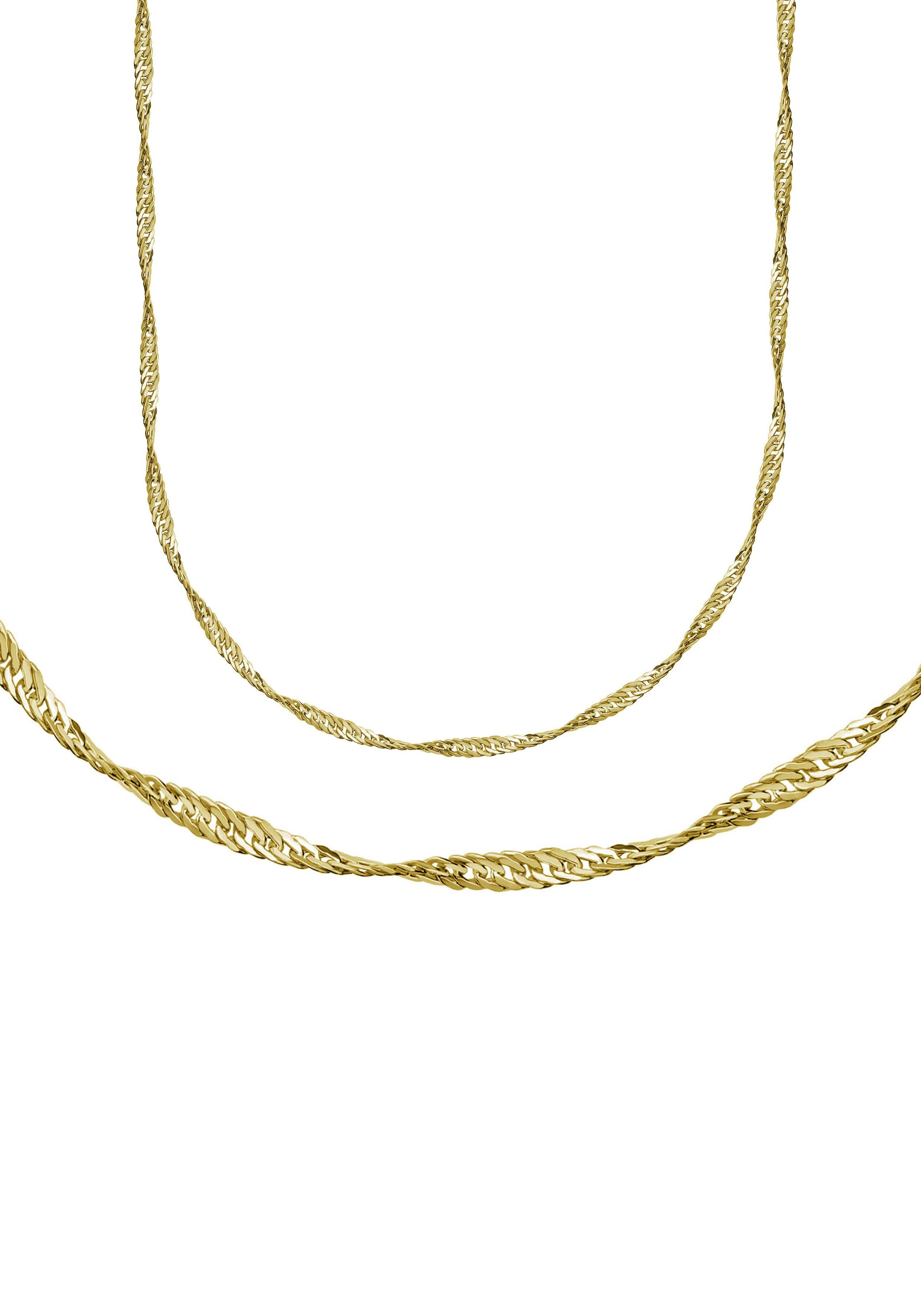 Firetti Kette ohne Anhänger Schmuck Geschenk Silber 925 Halsschmuck Halskette Singapurkette, zu Hoodie, Kleid, Shirt, Jeans, Sneaker! Anlass Geburtstag Weihnachten gelbgoldfarben