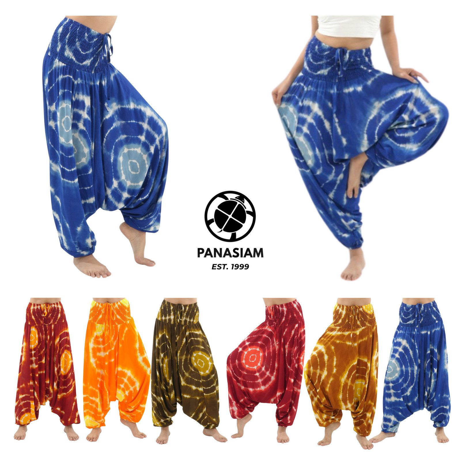 Haremshose Tie-Dye Aladinhose aus 100% Viskose weite Goa Hose für Yoga & Freizeit